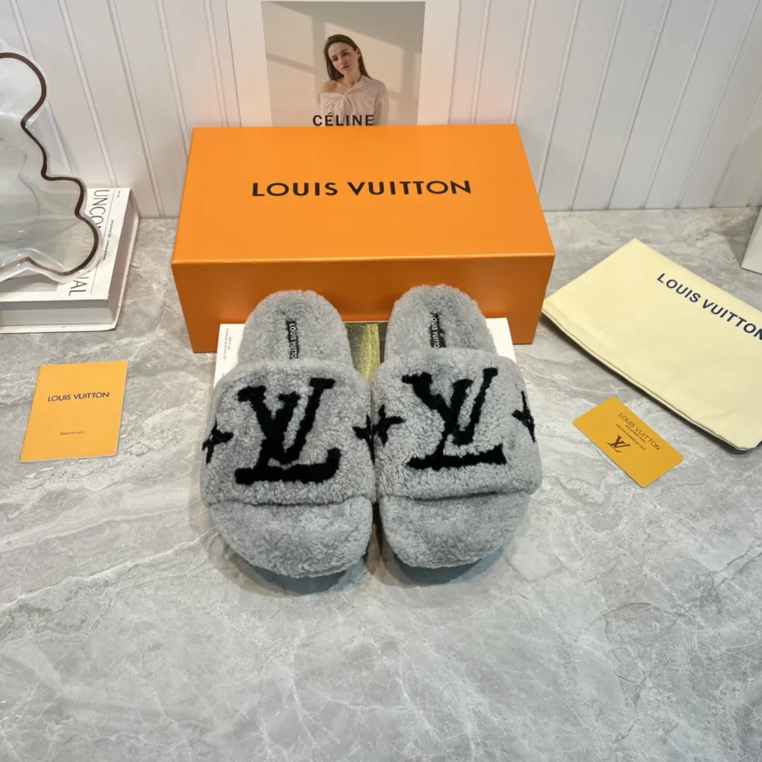 Louis Vuitton 新作ウールスリッパ グレー クラシック