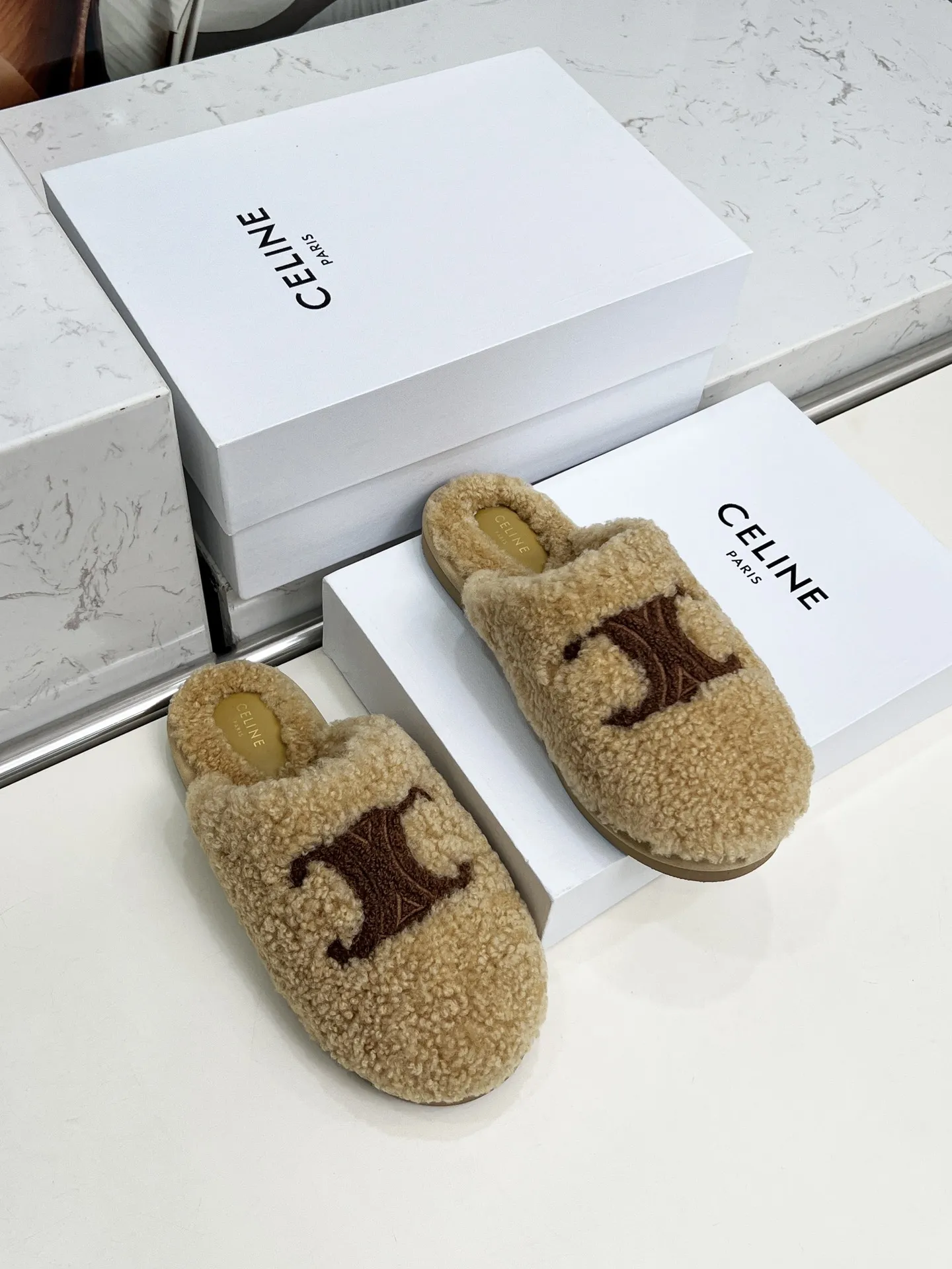 CELINE 2025新作ウールスリッパベージュクラシック - 画像 (5)