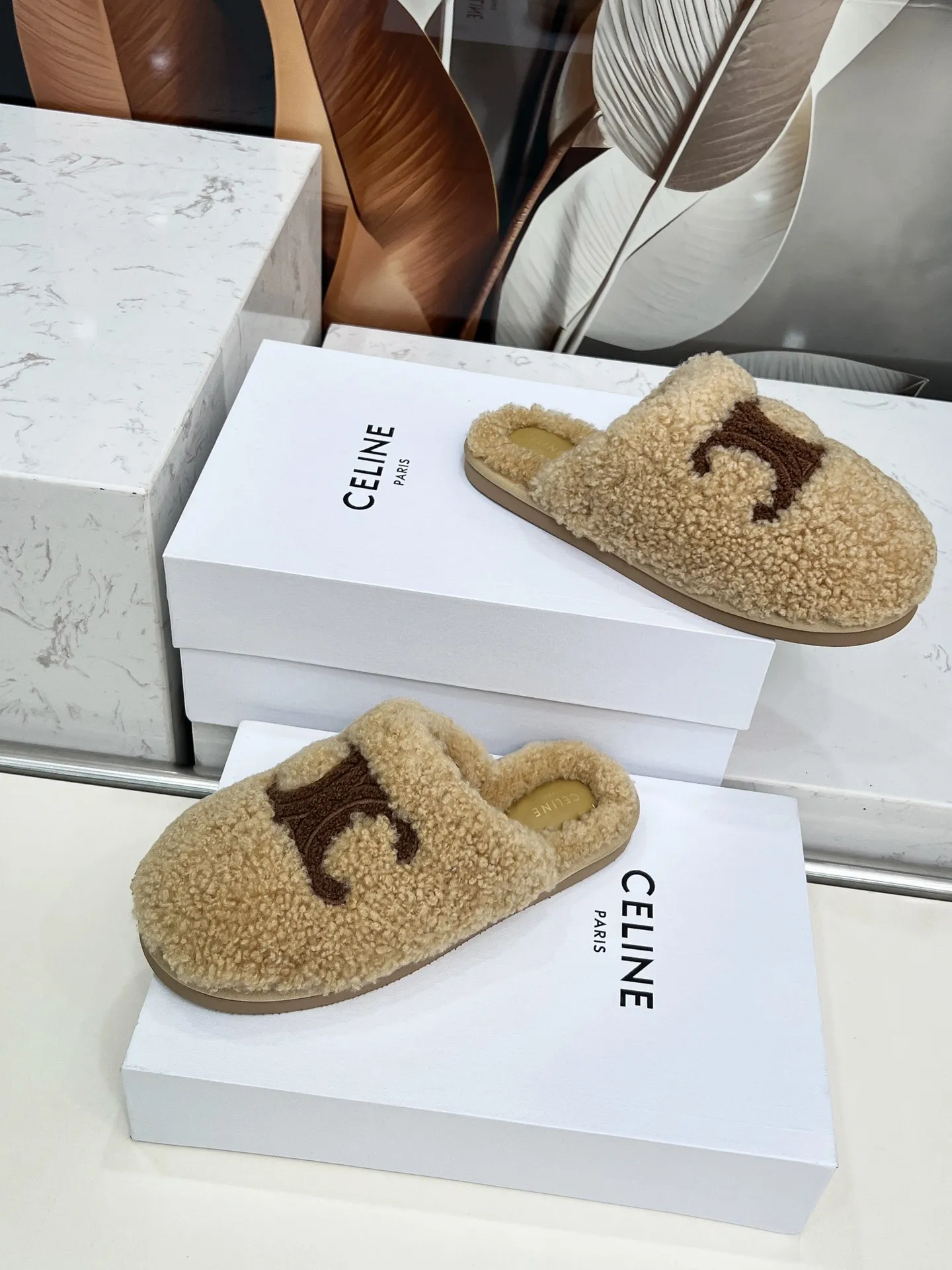 CELINE 2025新作ウールスリッパベージュクラシック - 画像 (6)