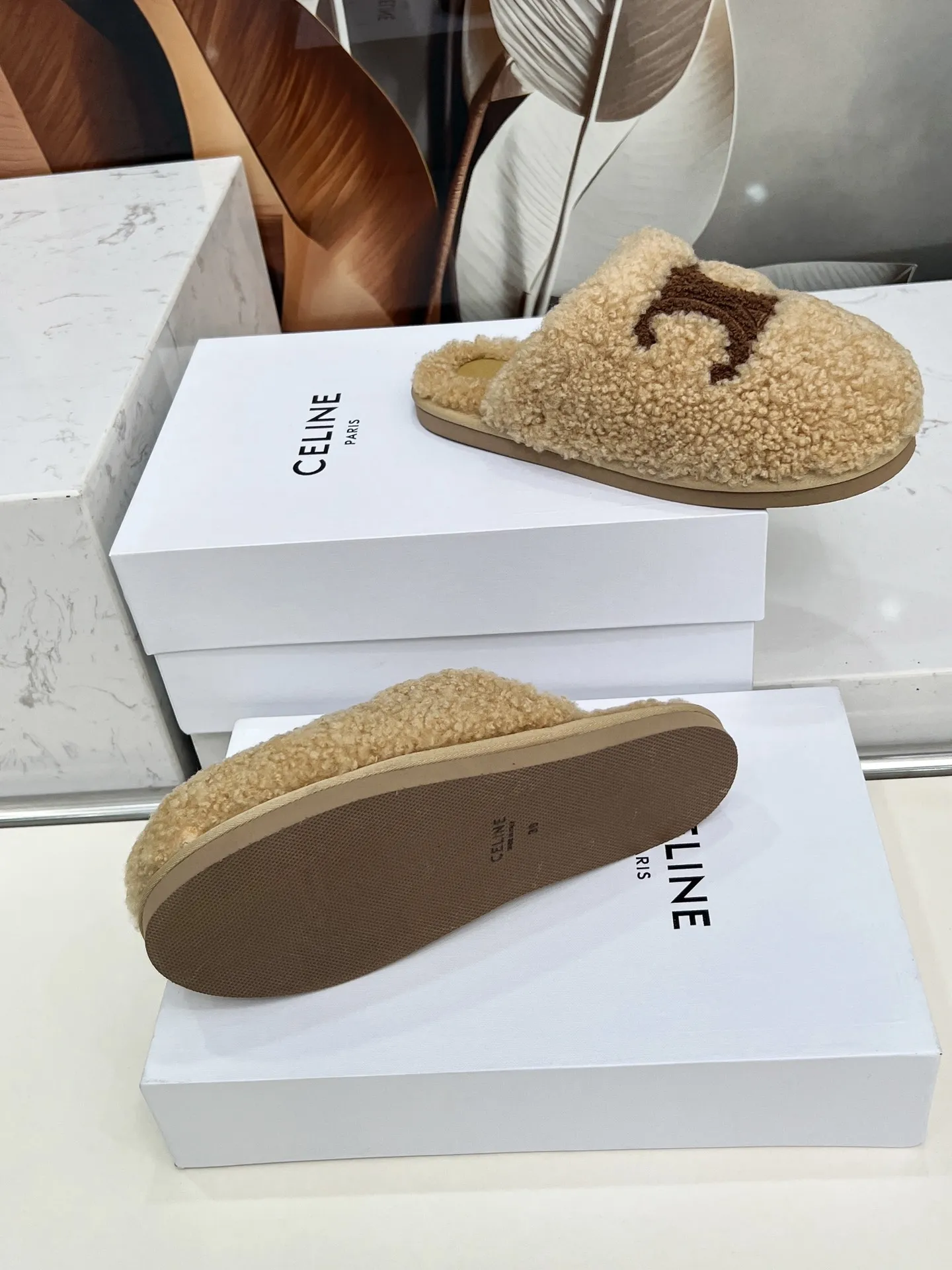 CELINE 2025新作ウールスリッパベージュクラシック - 画像 (10)