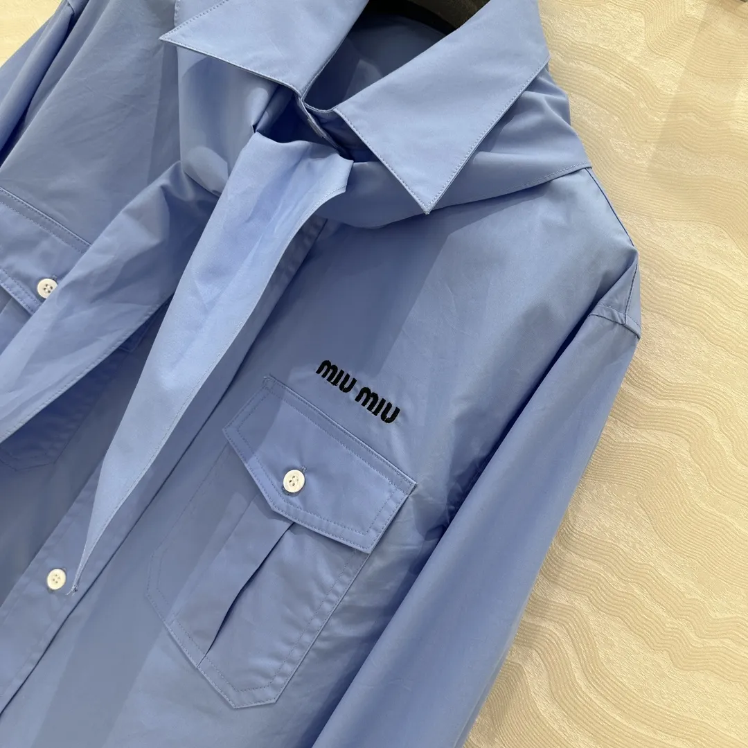 Miu Miu ブルー スカーフカラーシャツ - 画像 (6)