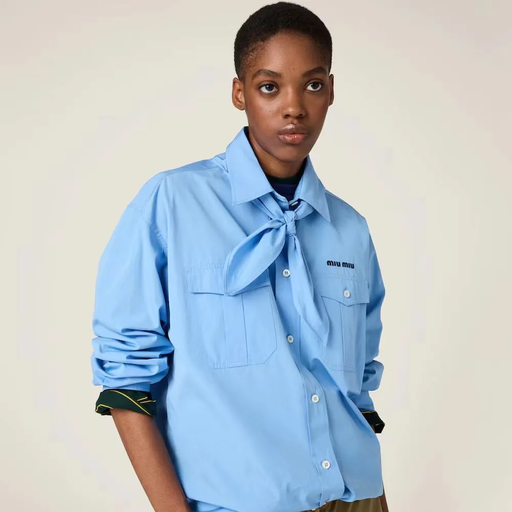 Miu Miu 青 カレッジスタイルシャツ - 画像 (4)
