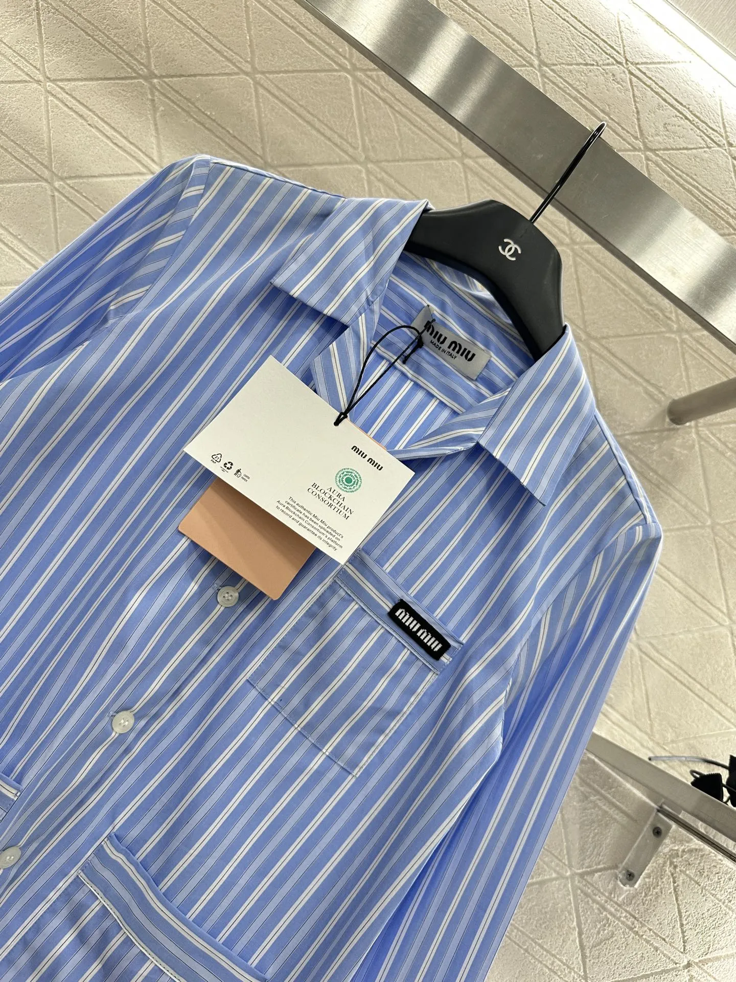 Miumi*2025新作青ストライプシャツセット - 画像 (4)