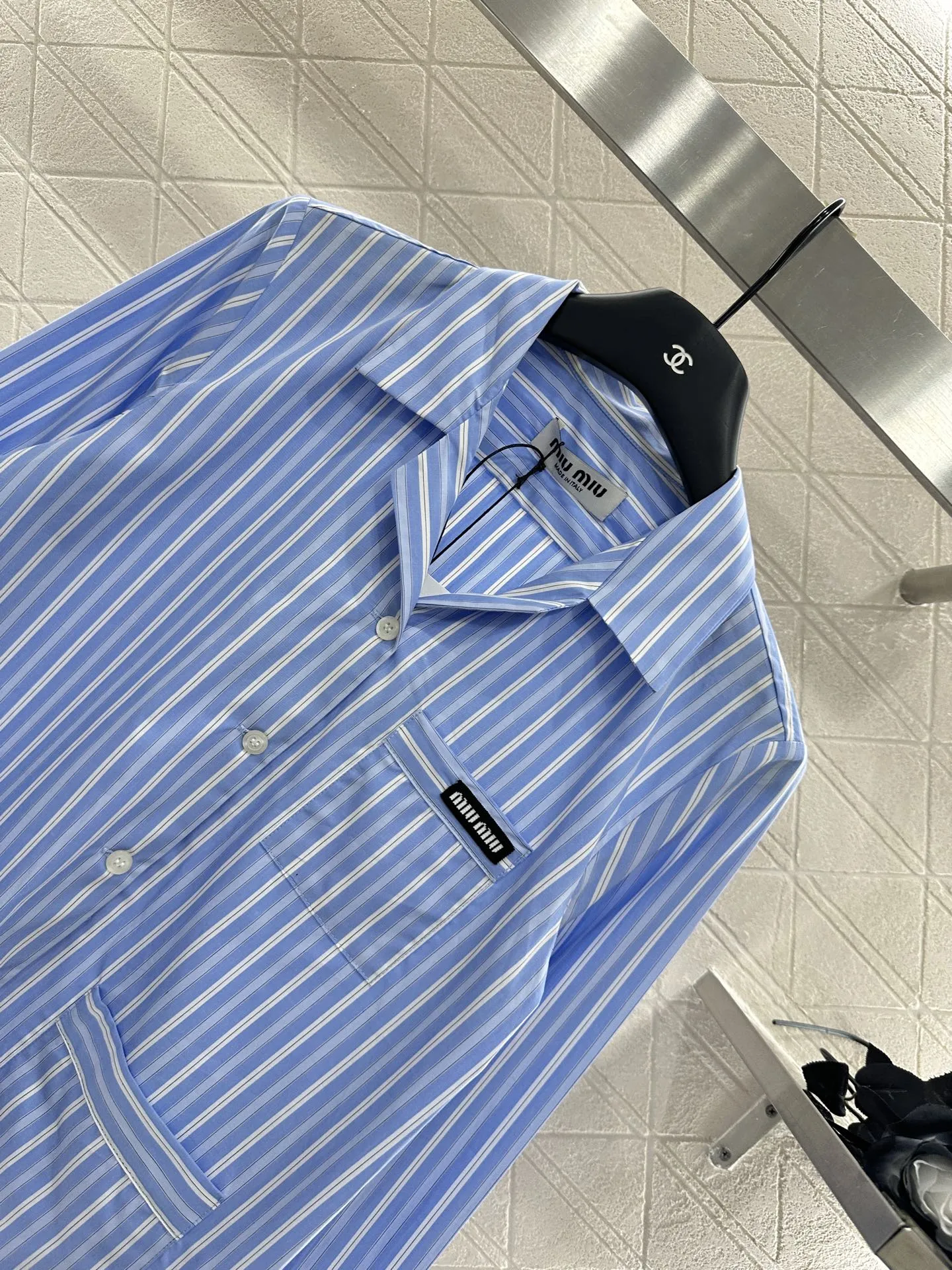 Miumi*2025新作青ストライプシャツセット - 画像 (5)
