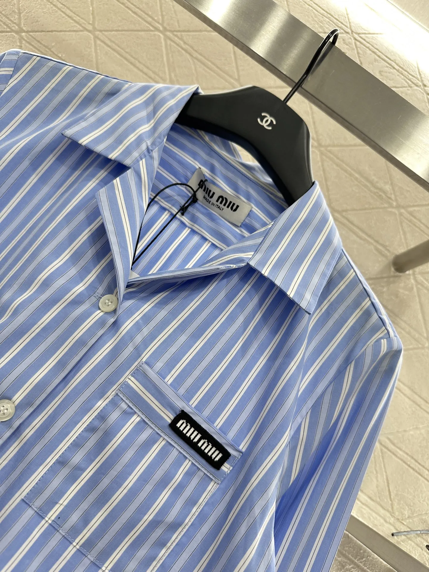 Miumi*2025新作青ストライプシャツセット - 画像 (7)