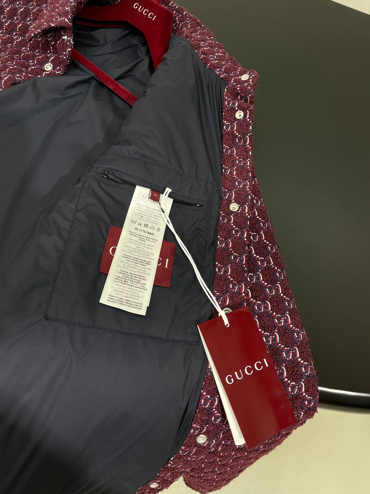 Gucci新作ノットベルベットウールジャケットアンゴラレッド - 画像 (9)