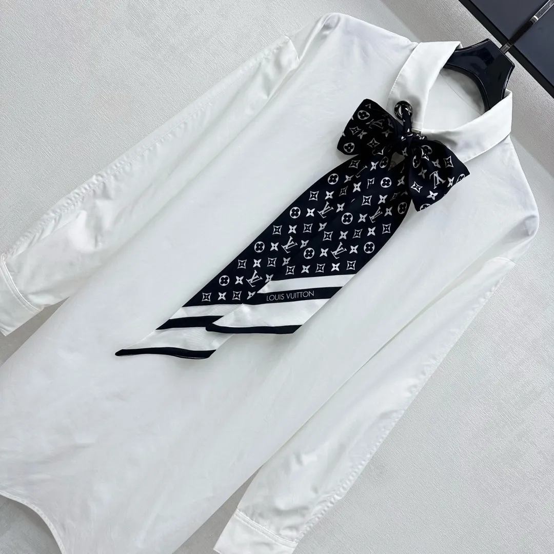 Louis Vuitton シルク長袖シャツ 白 - 画像 (3)