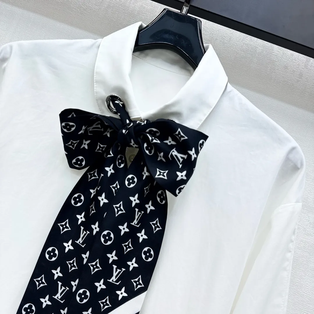 Louis Vuitton シルク長袖シャツ 白 - 画像 (4)