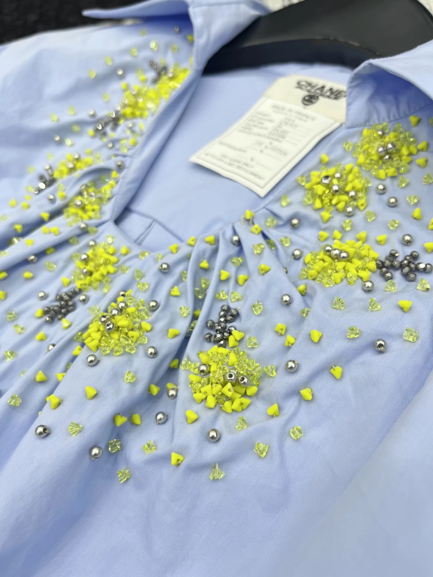 Chane新作中世風重工業ハンドメイドブルー長袖シャツ - 画像 (6)