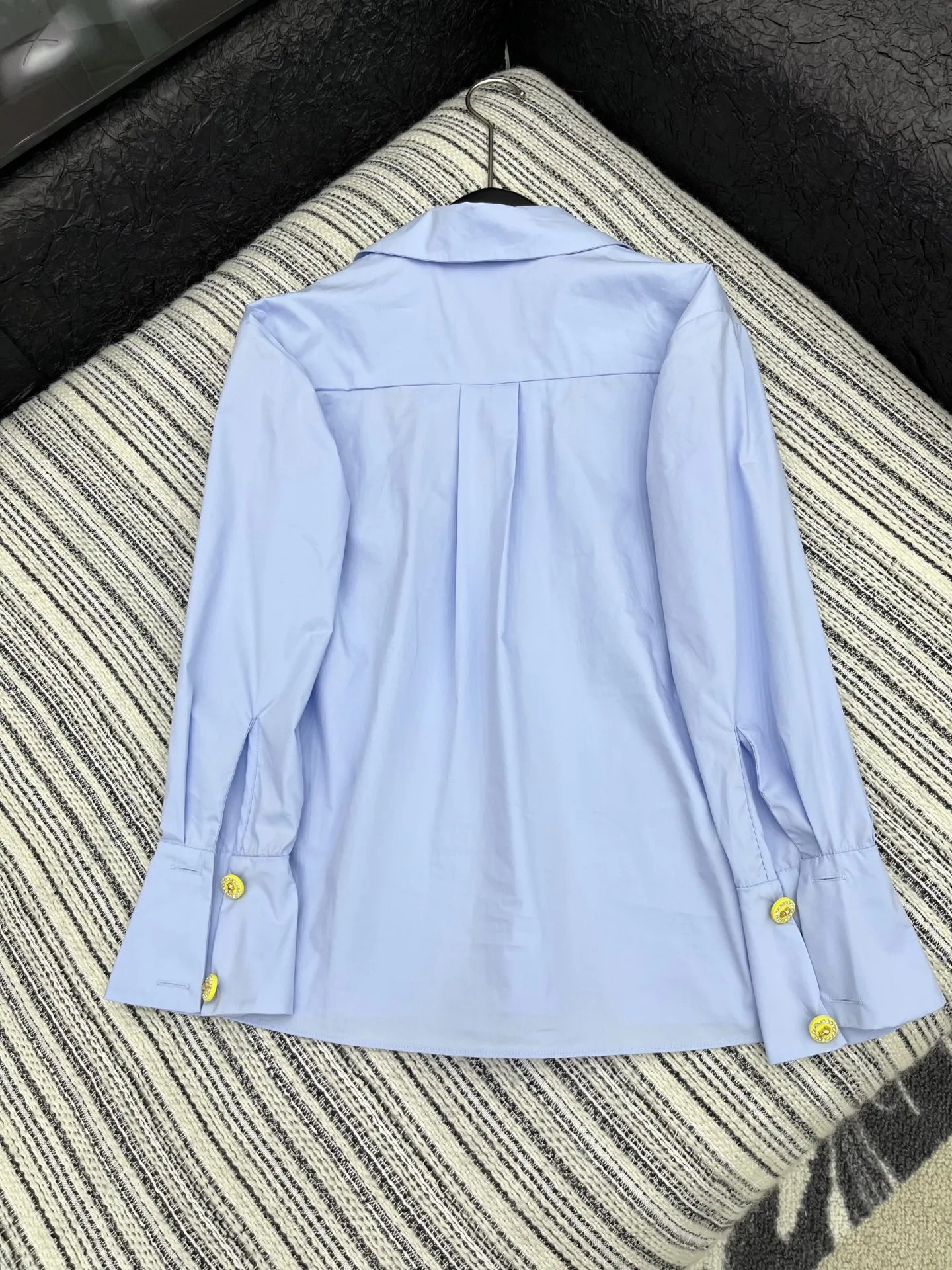 Chane新作中世風重工業ハンドメイドブルー長袖シャツ - 画像 (8)