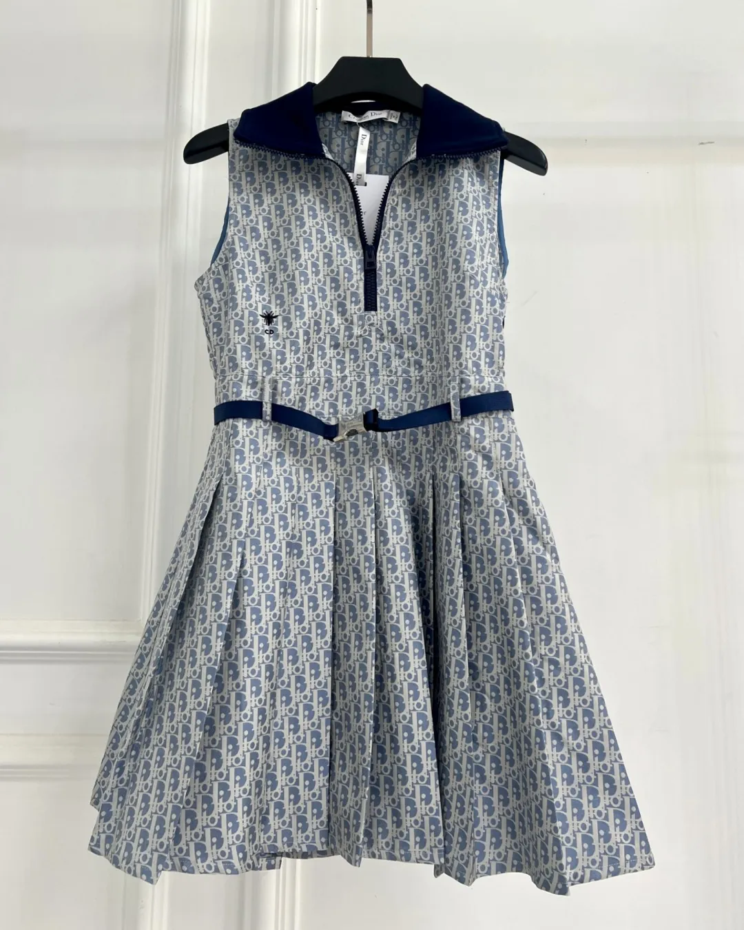 DIOR ブルー刺繍提花ワンピースドレス