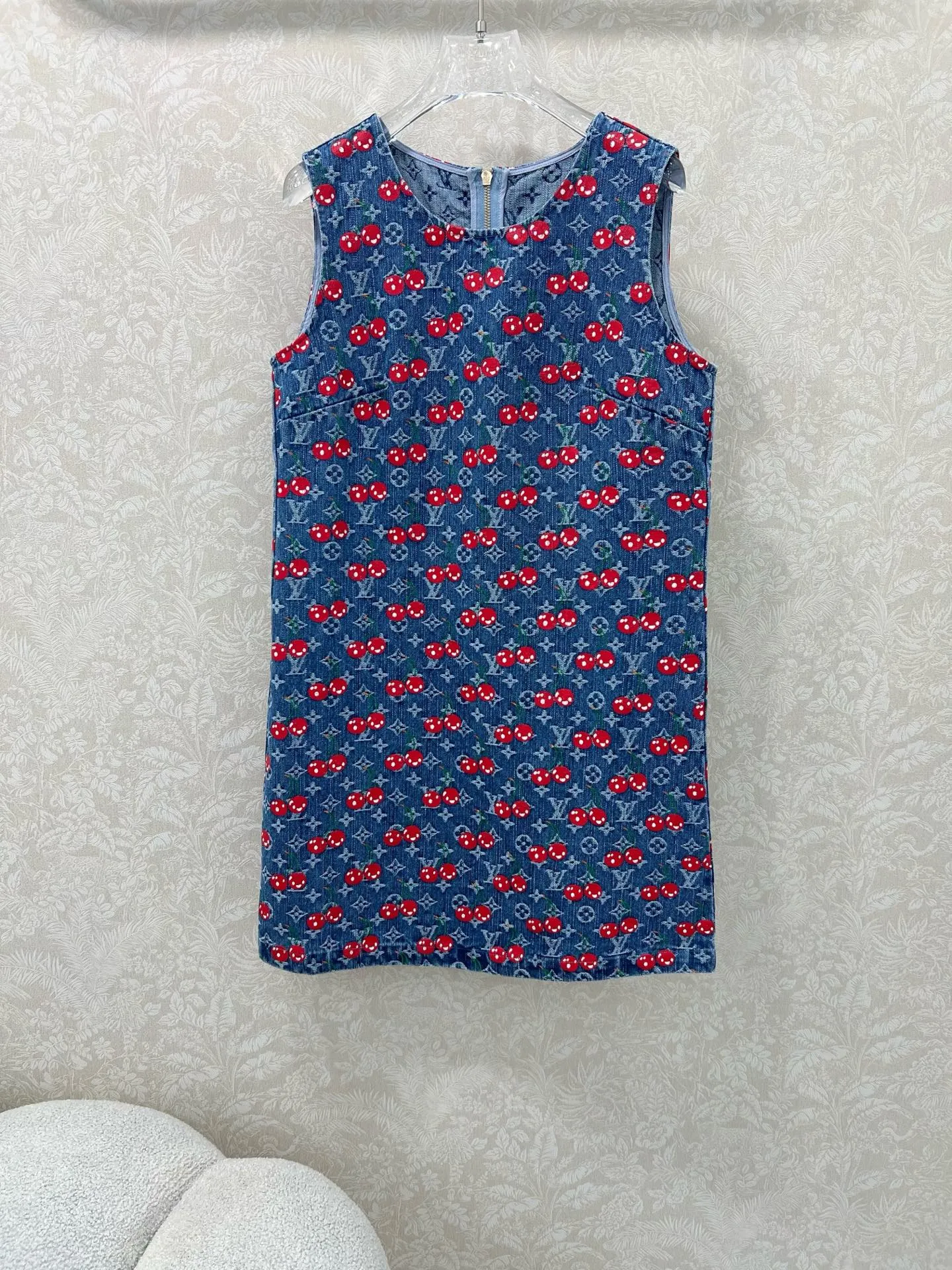 Louis Vuitton 25新款樱桃ブルーデニムワンピース
