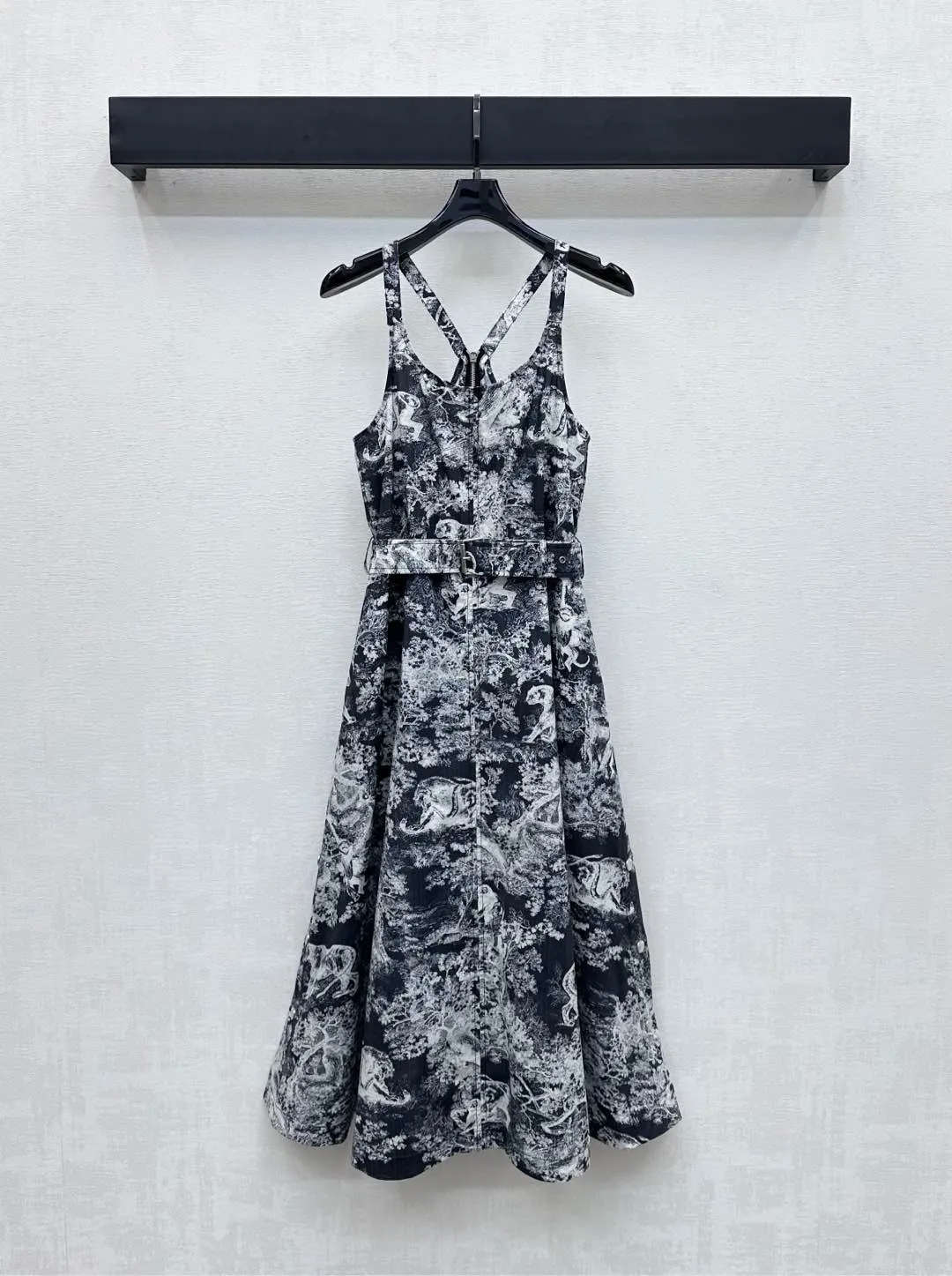 Dior 2025 黒のプリントタンクトップ ワンピース