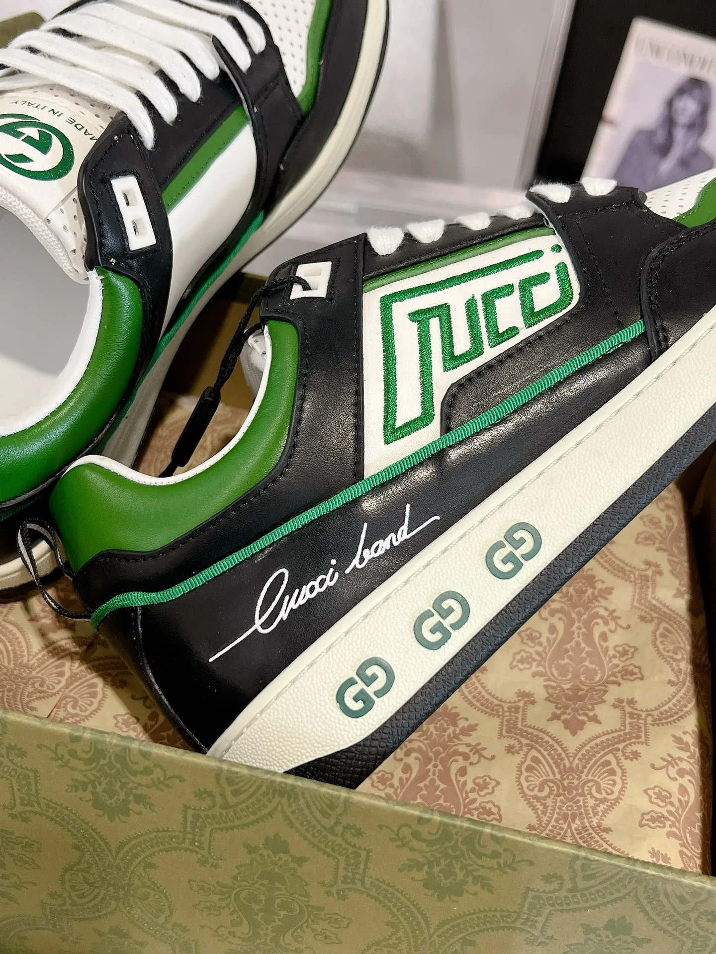 Gucci ホワイトグリーン カップル スニーカー - 画像 (8)