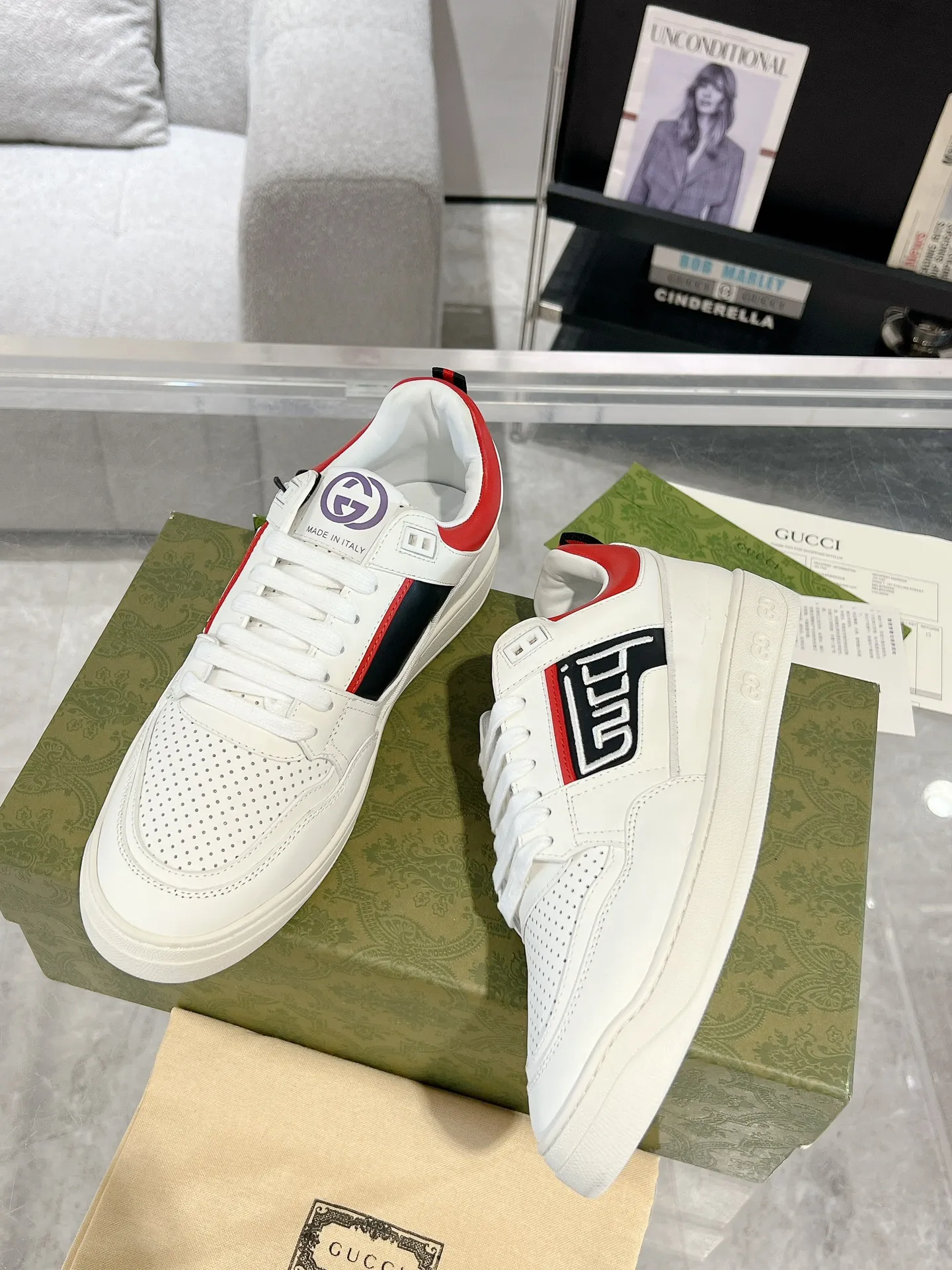 Gucci ホワイト カップル スニーカー クラシックスタイル - 画像 (4)