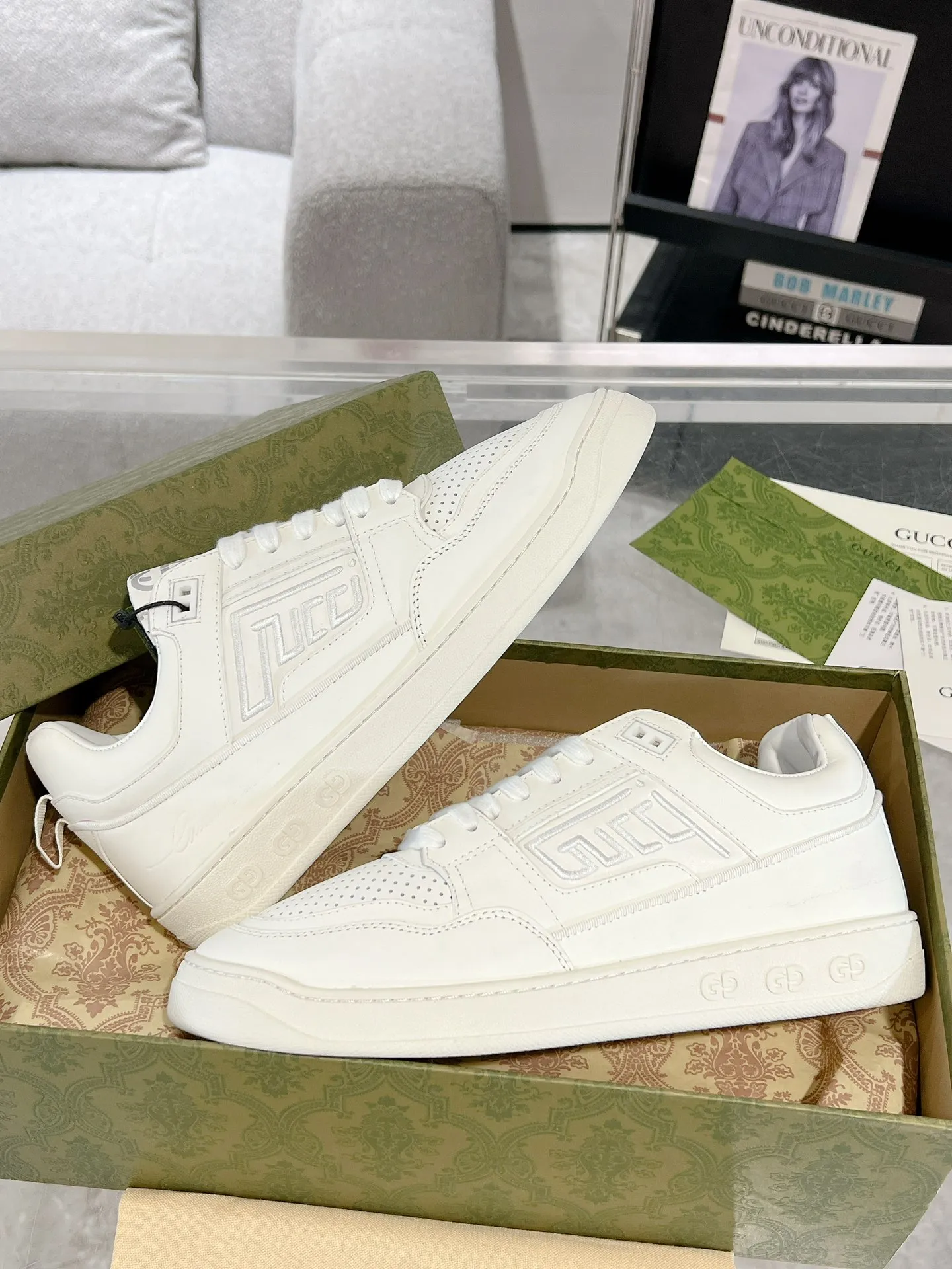 Gucci ホワイト カップル スニーカー クラシックスタイル - 画像 (5)