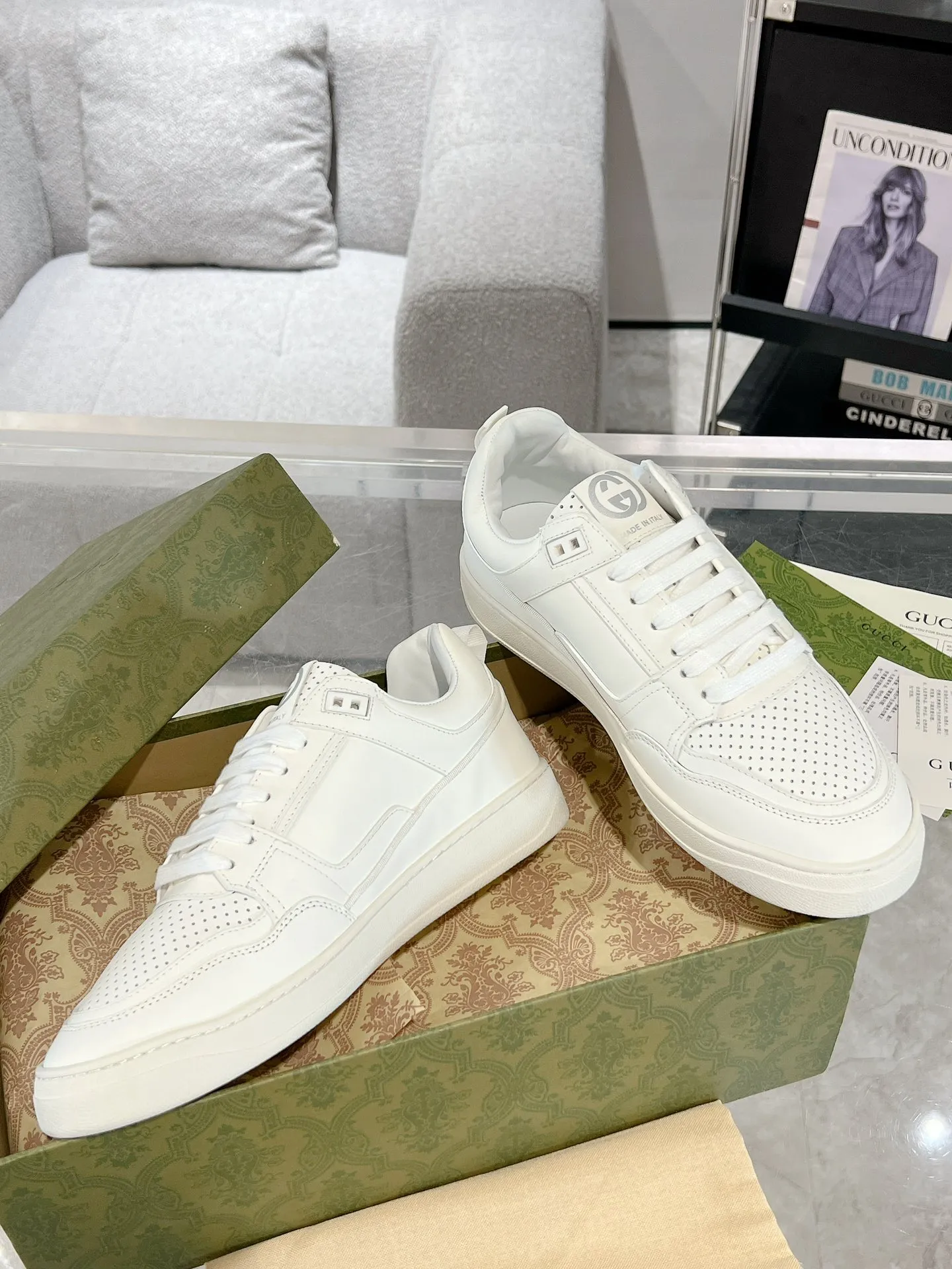 Gucci ホワイト カップル スニーカー クラシックスタイル - 画像 (6)