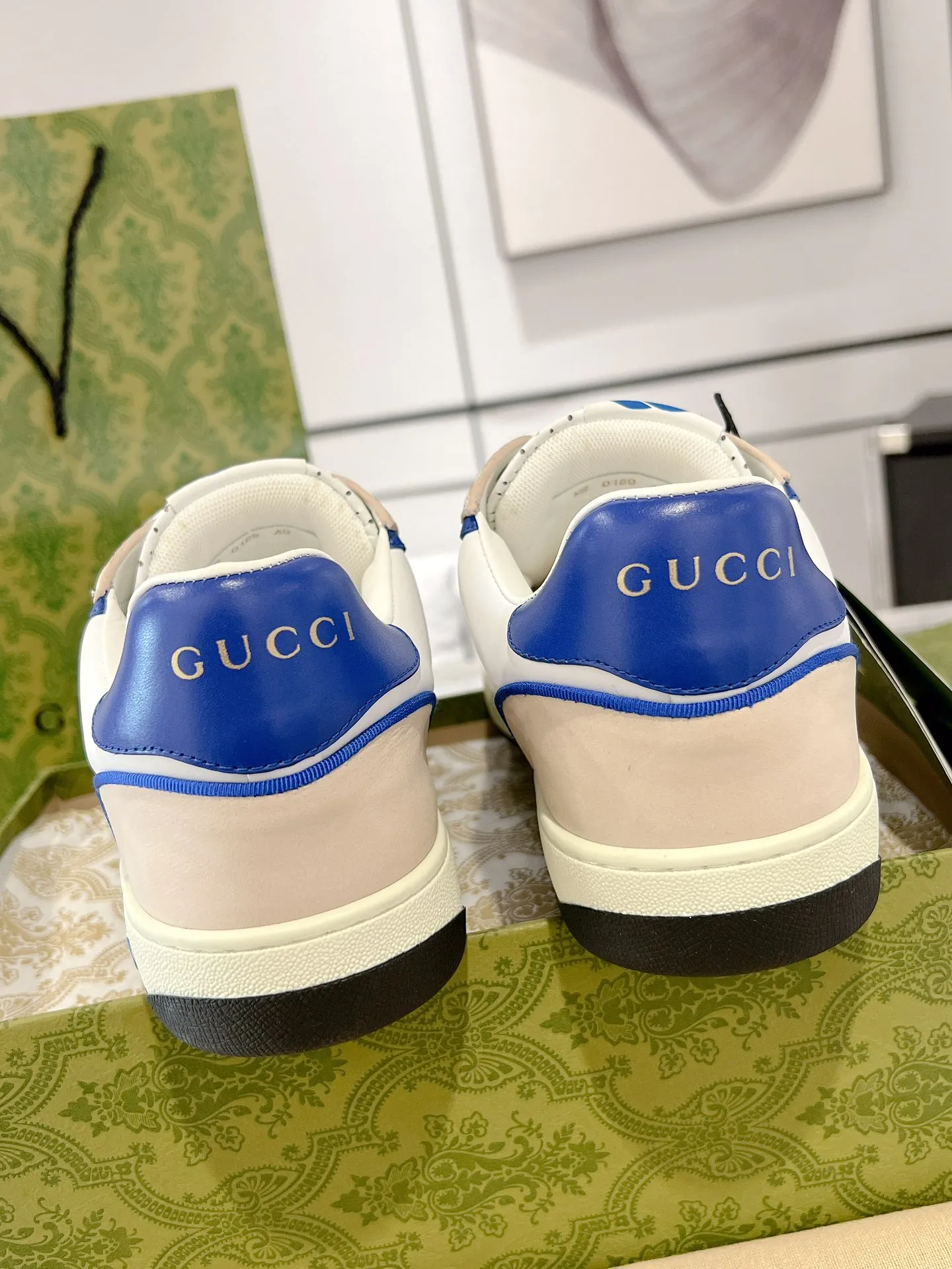 Gucci ホワイトブルーカップルスタイルスニーカー - 画像 (7)