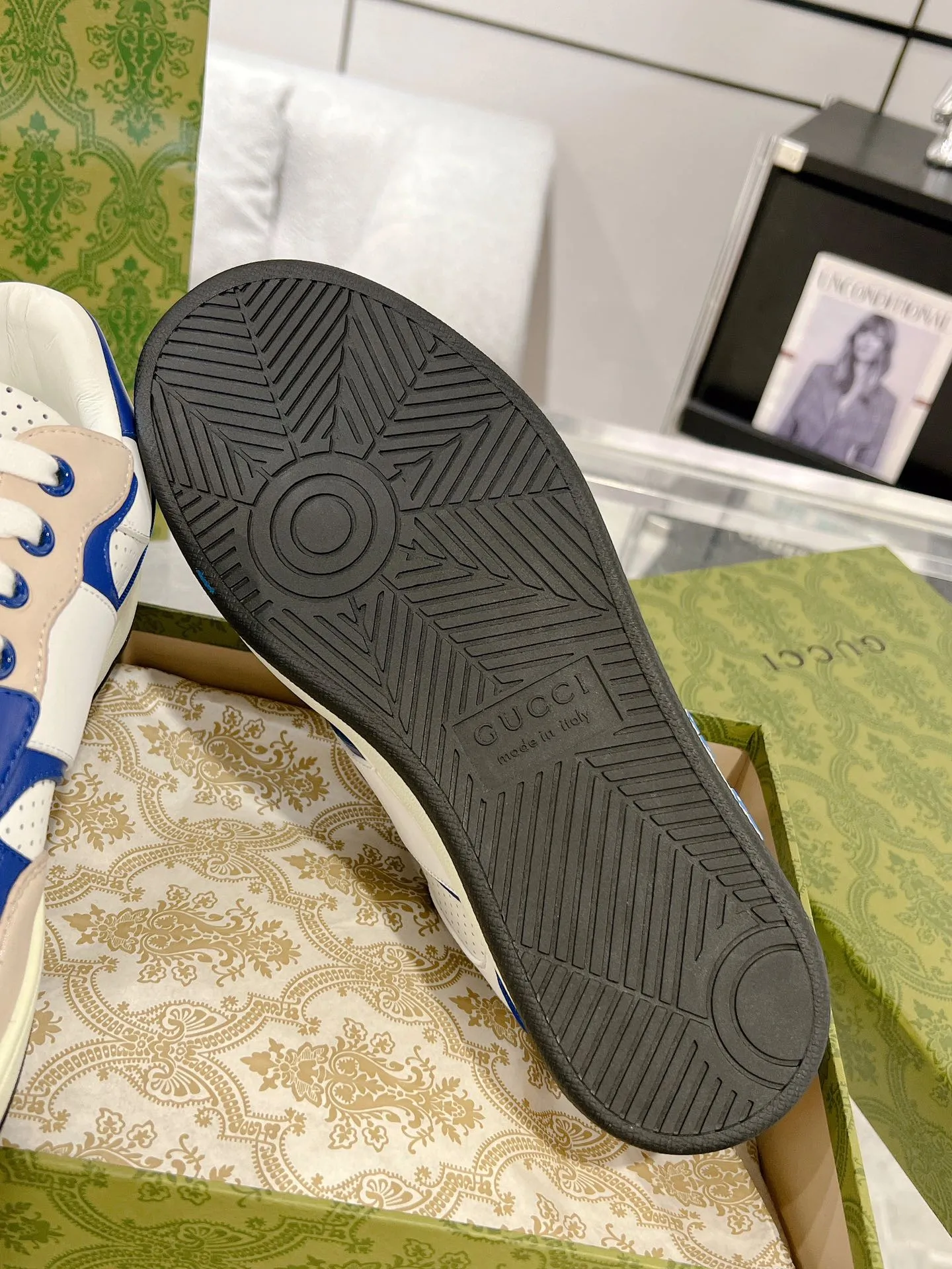 Gucci ホワイトブルーカップルスタイルスニーカー - 画像 (10)