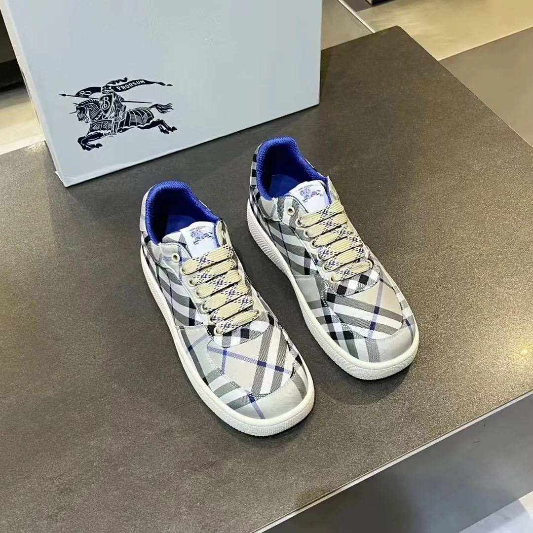 Burberry 2024新作チェック柄スニーカーブルー - 画像 (10)