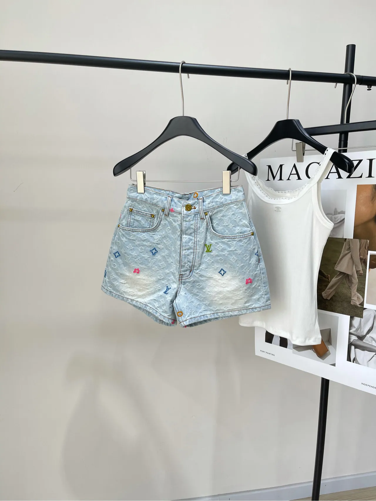 Louis Vuitton 水色クローバーデニムパンツ