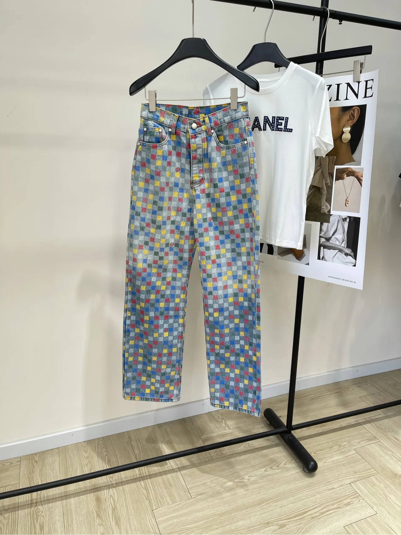 Louis Vuitton カラフルモザイク デニム長ズボン