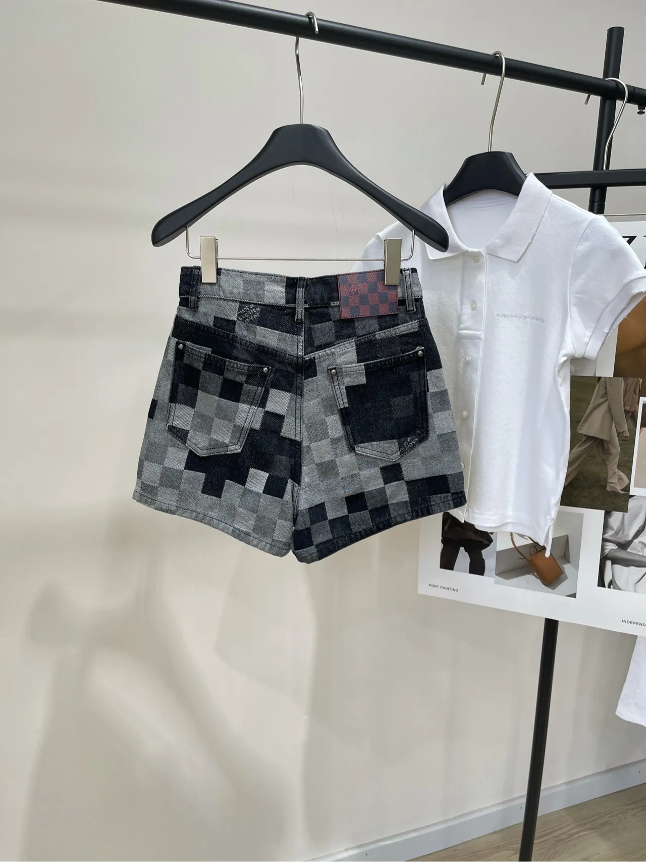 Louis Vuitton グレー黒チェック柄デニムショーツ - 画像 (8)