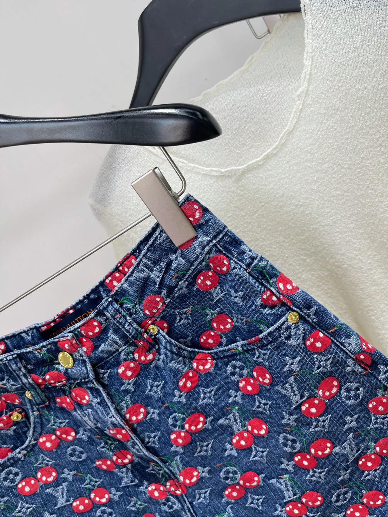 Louis Vuitton ダークブルーチェリーデニムショートパンツスリムスタイル - 画像 (6)