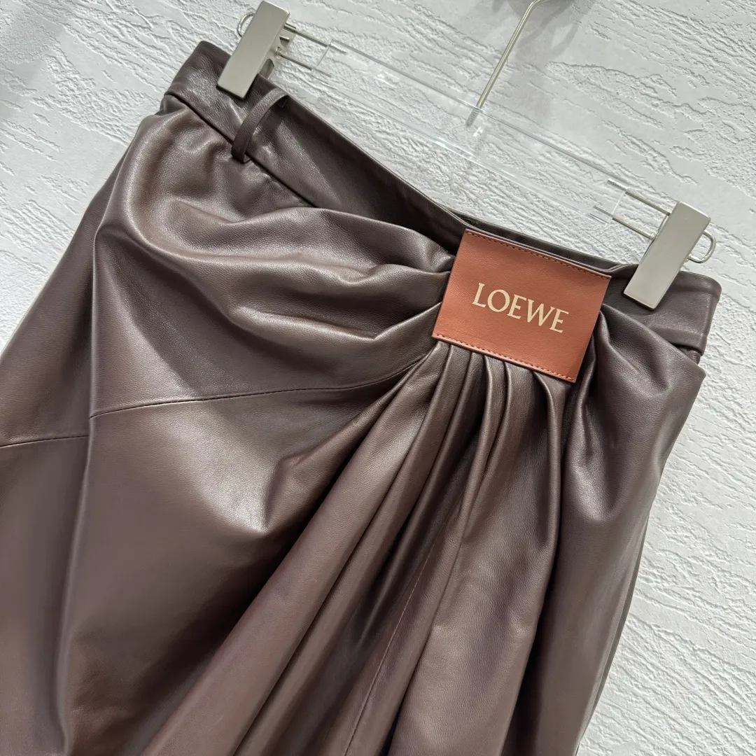 Loewe 25 ダークブラウン 復古モダン 垂褶ワイドパンツ - 画像 (3)