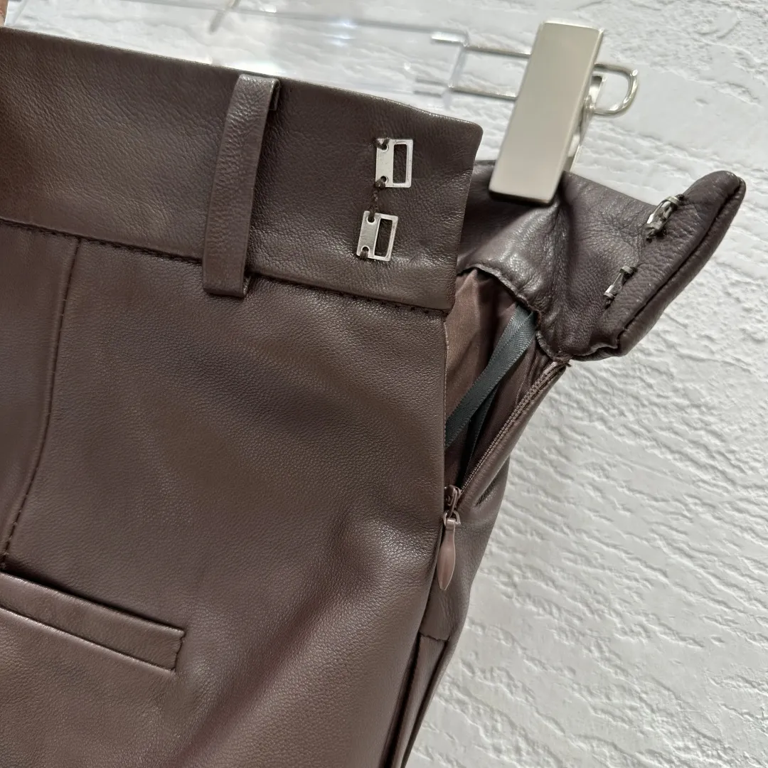 Loewe 25 ダークブラウン 復古モダン 垂褶ワイドパンツ - 画像 (9)