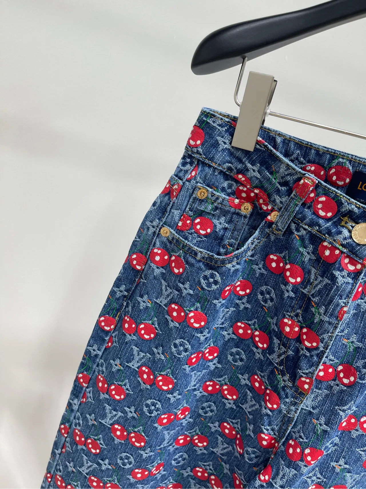 Louis Vuitton ダークブルーチェリーデニムパンツカスタムメイド - 画像 (4)