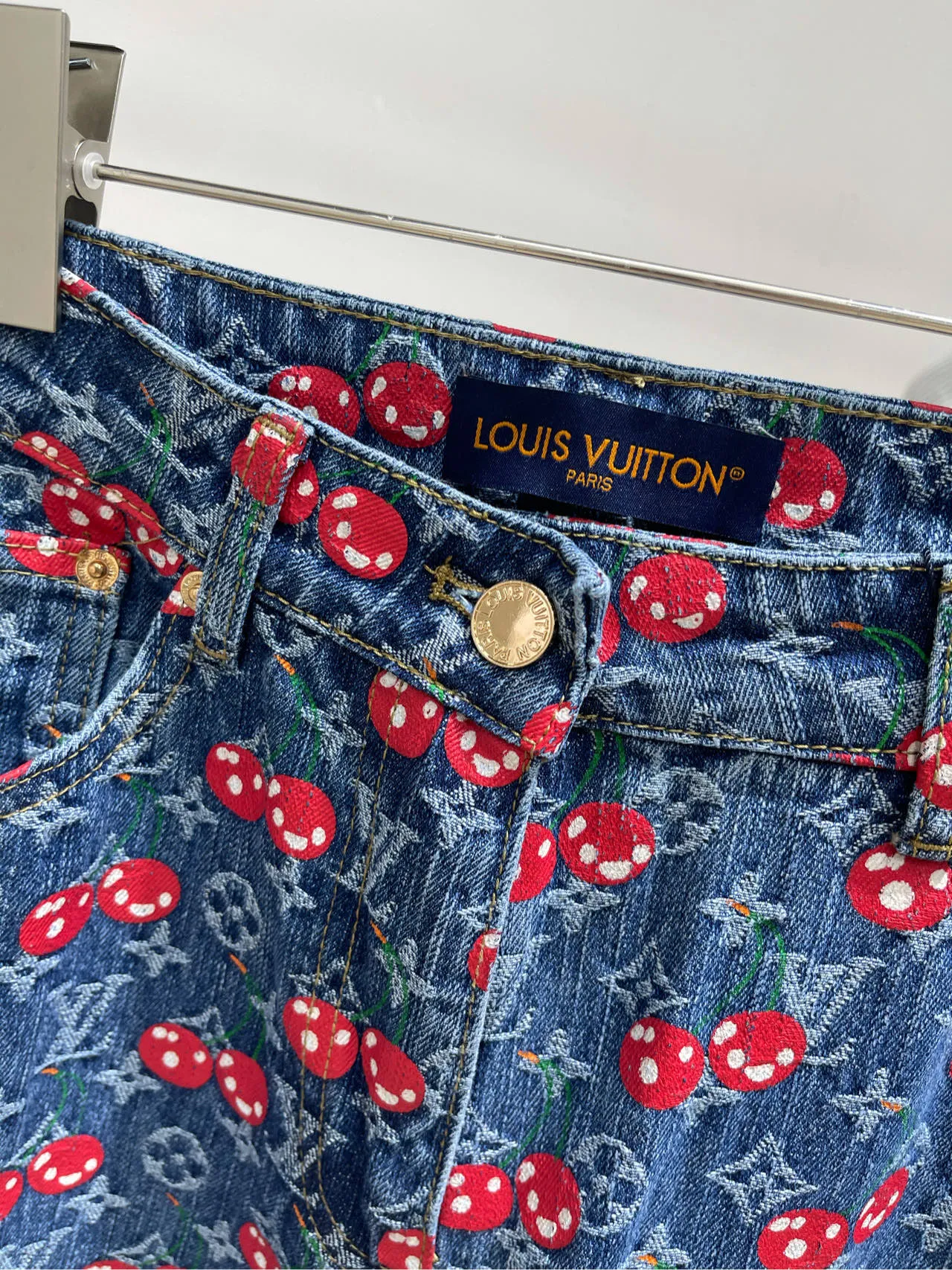 Louis Vuitton ダークブルーチェリーデニムパンツカスタムメイド - 画像 (5)