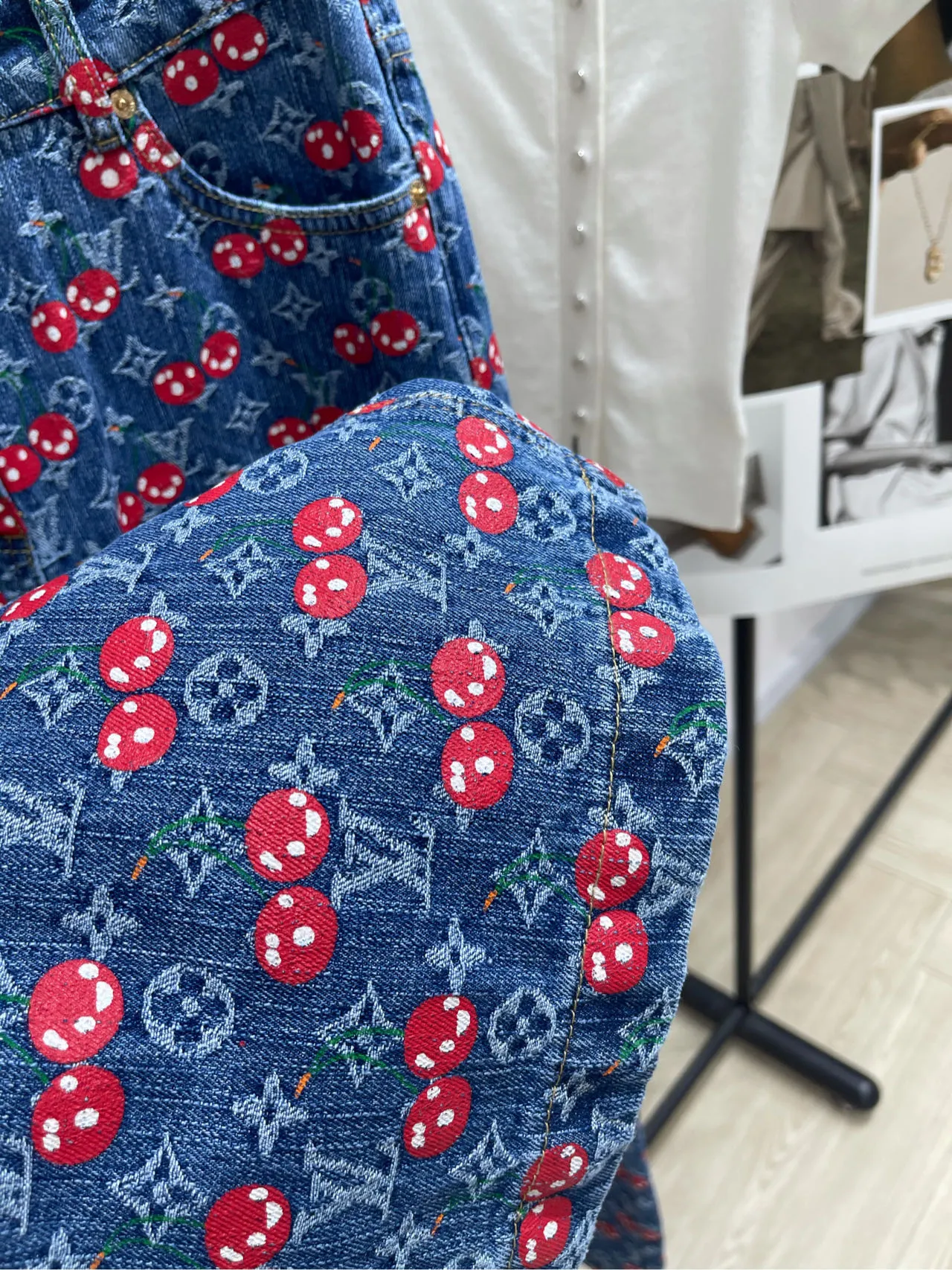 Louis Vuitton ダークブルーチェリーデニムパンツカスタムメイド - 画像 (7)