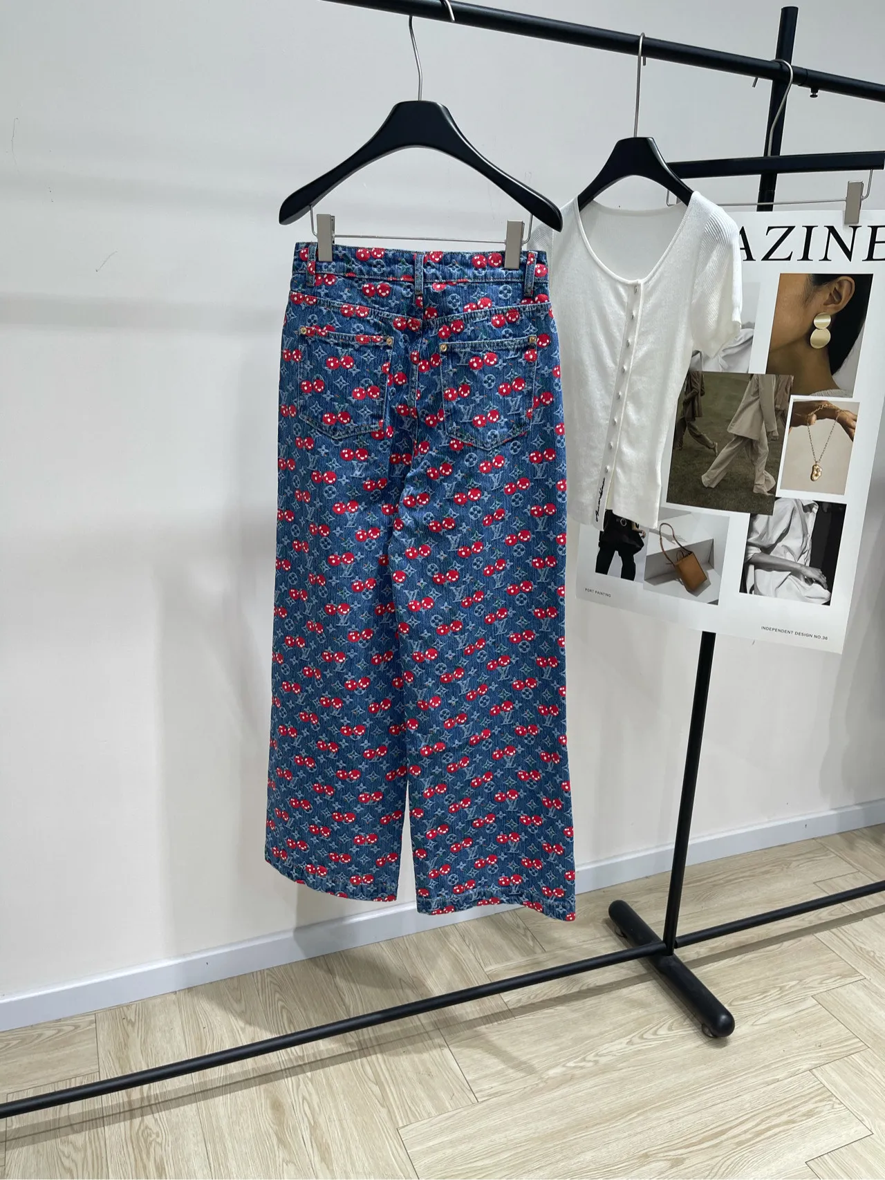 Louis Vuitton ダークブルーチェリーデニムパンツカスタムメイド - 画像 (9)