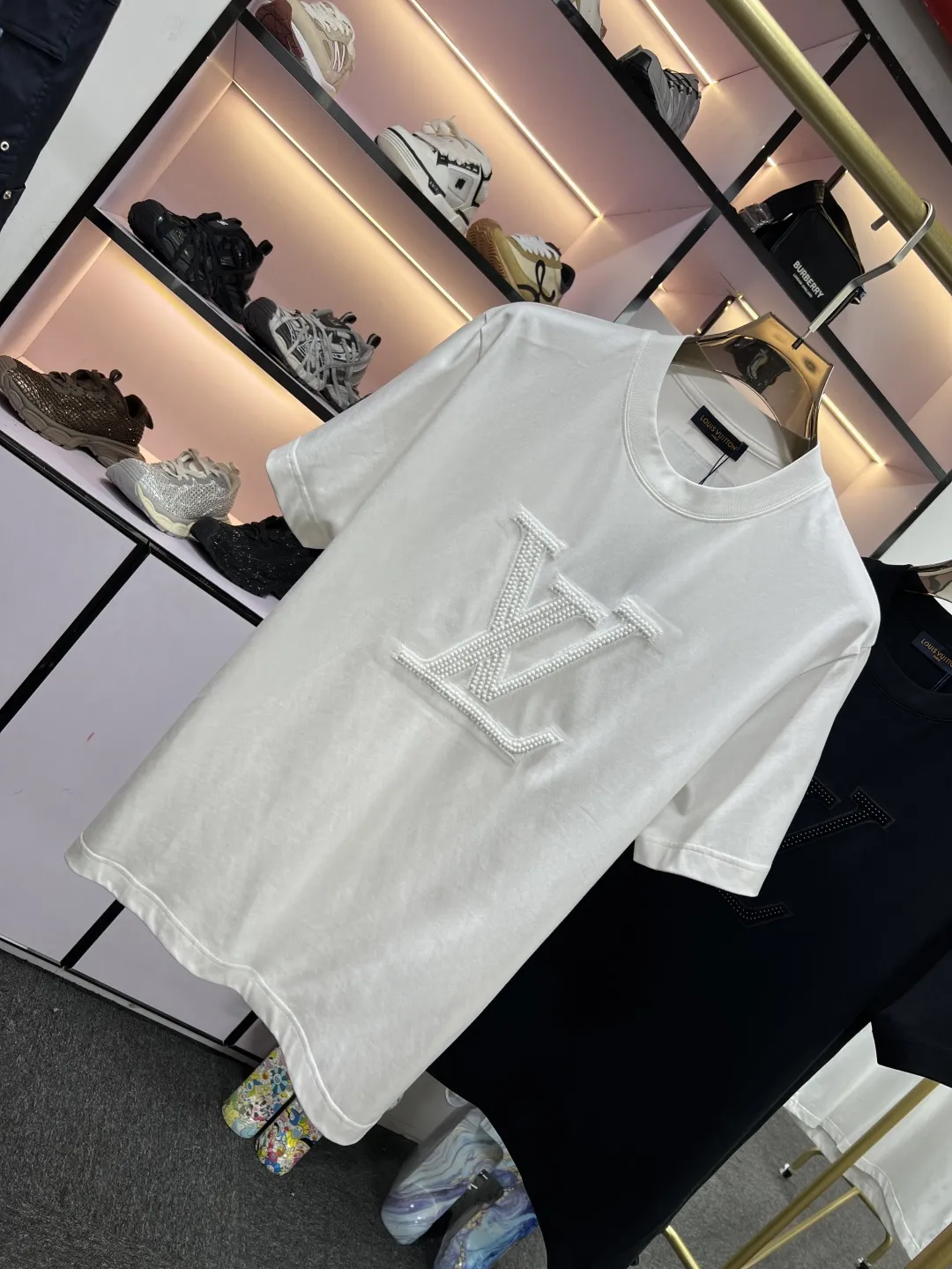 LV 2025 2025年夏新作 ホワイト 半袖Tシャツ ユニセックス - 画像 (3)