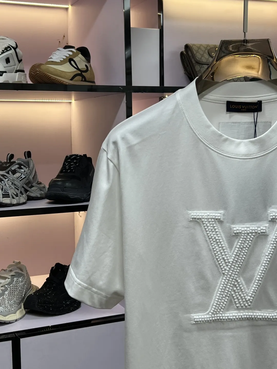 LV 2025 2025年夏新作 ホワイト 半袖Tシャツ ユニセックス - 画像 (6)