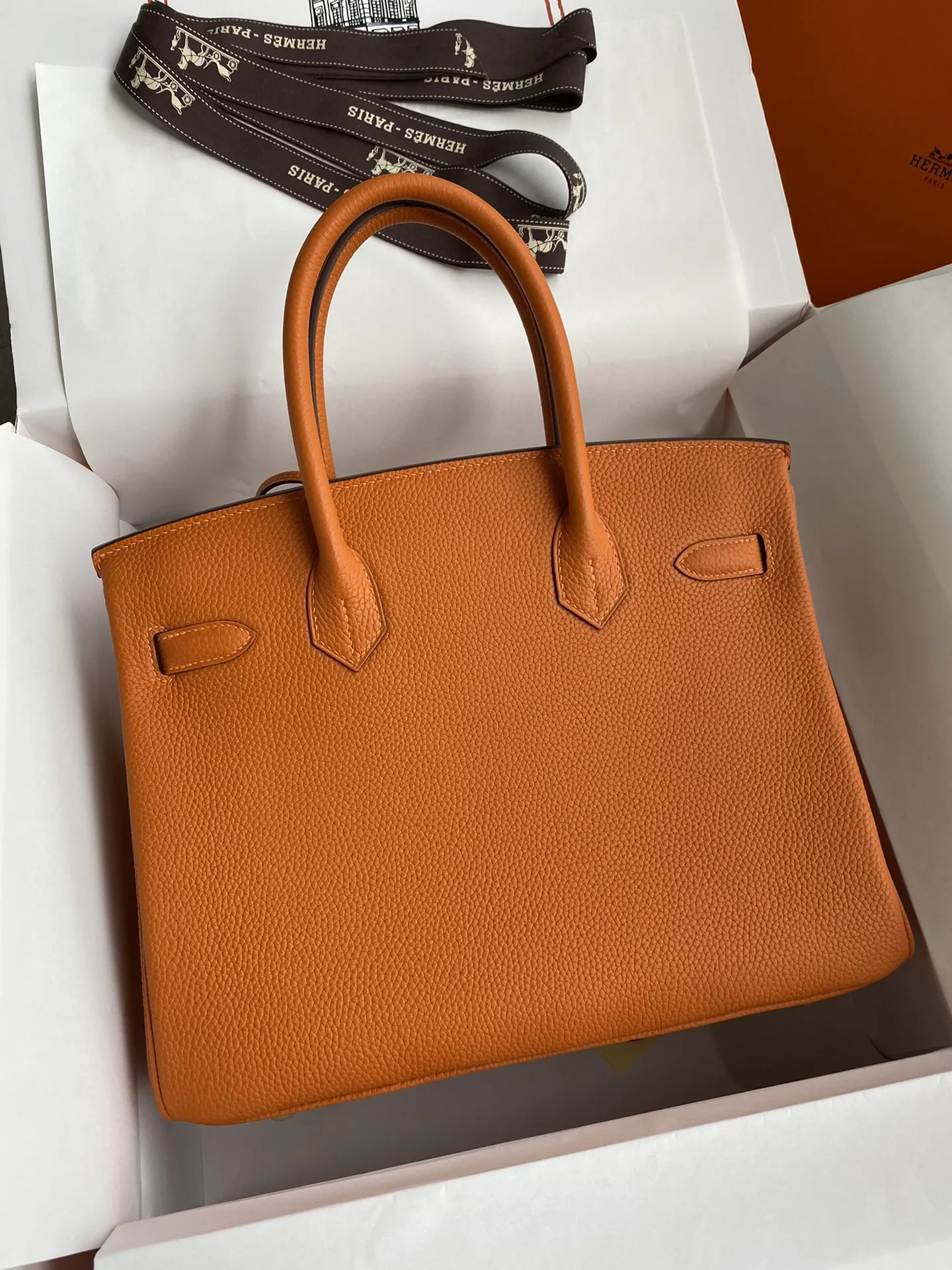 HERMÈS Birkin 30cm オレンジ Togo皮 金具 - 画像 (4)