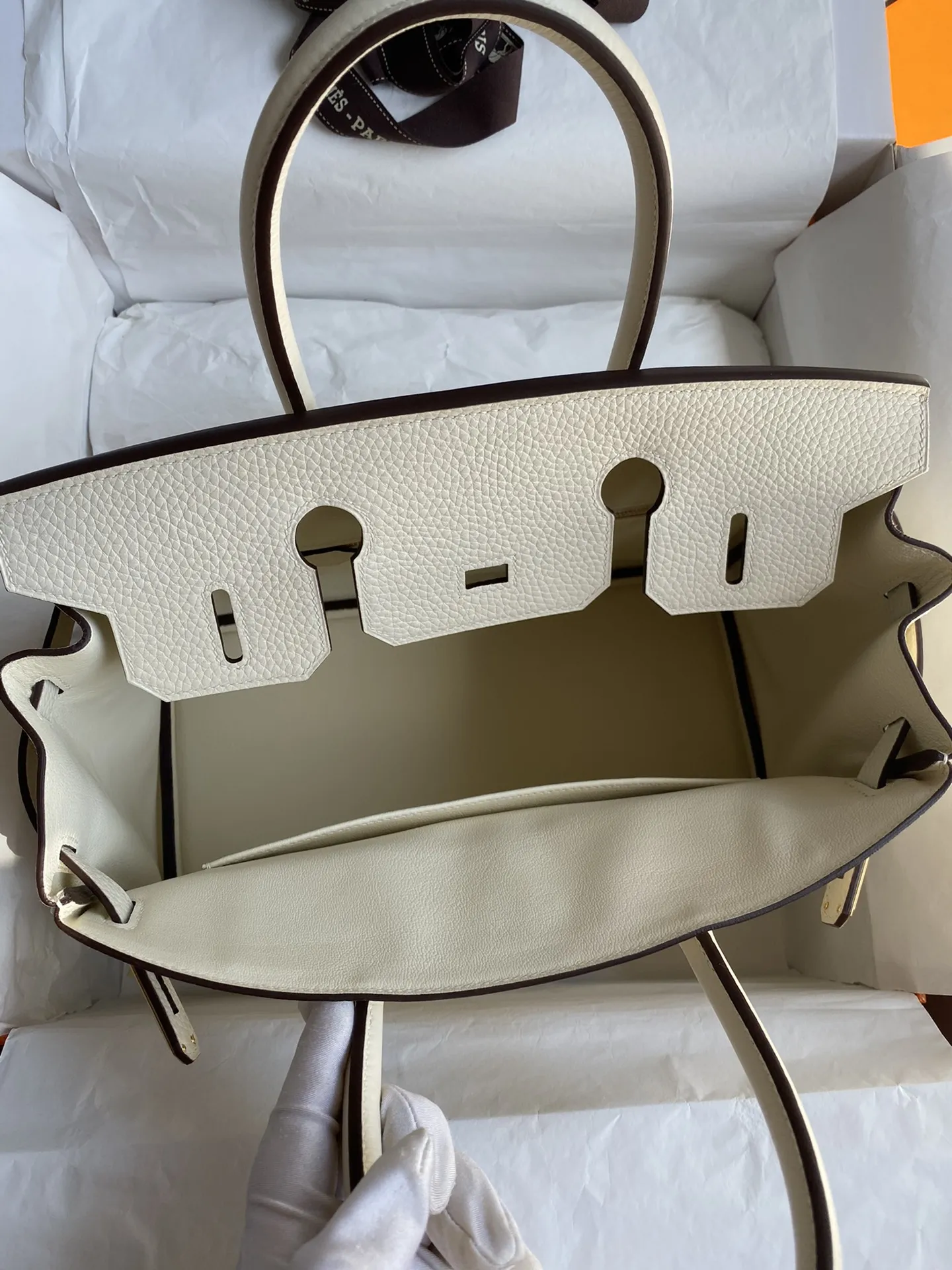 HERMÈS Birkin 30cm クリーム色 Togo皮 金具 - 画像 (7)