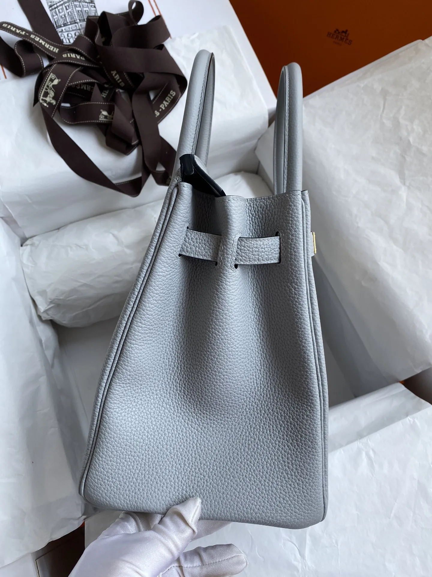 Hermès Birkin 30cm トゴ皮 氷河ブルー 金具 - 画像 (3)