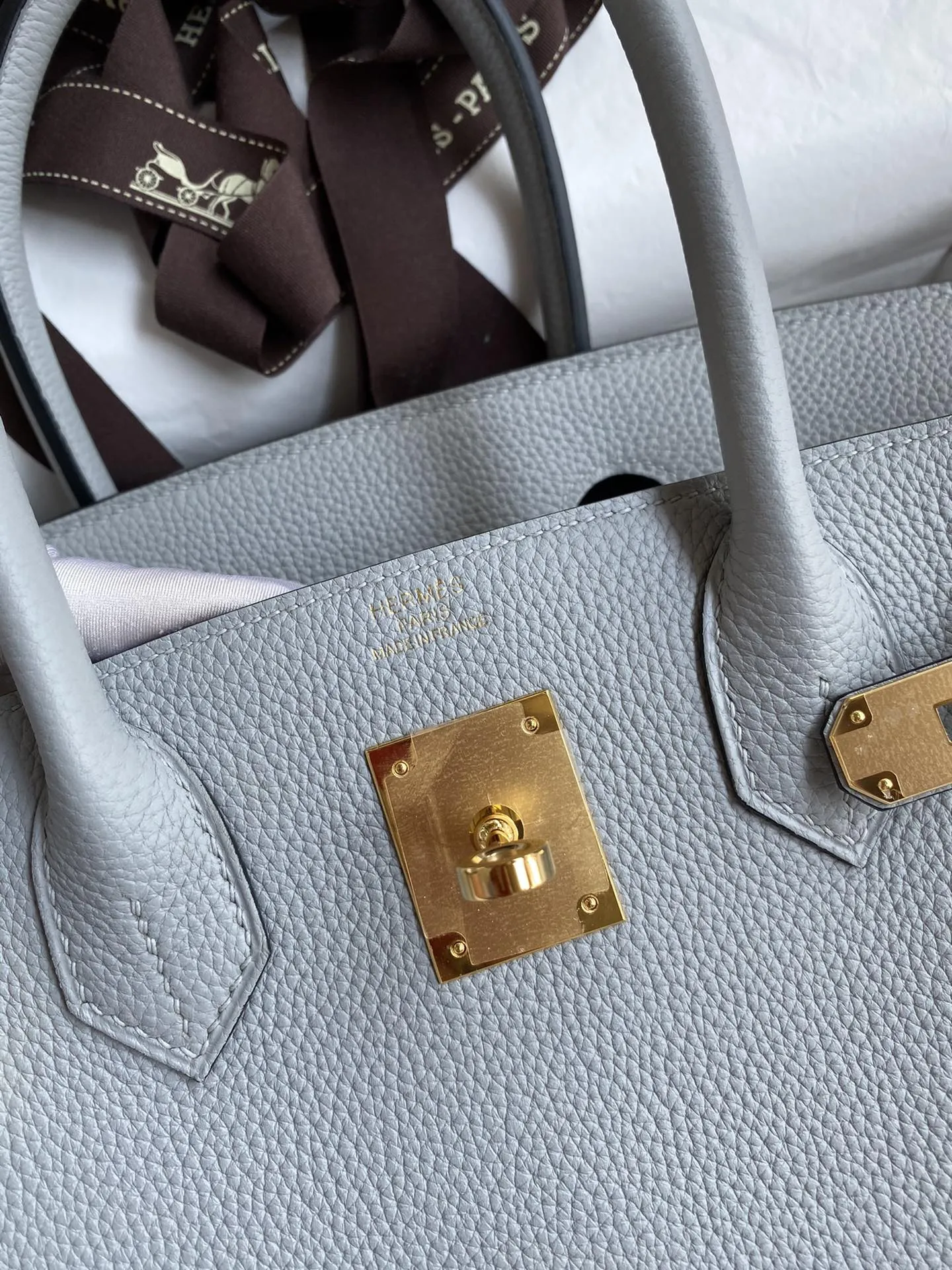 Hermès Birkin 30cm トゴ皮 氷河ブルー 金具 - 画像 (6)