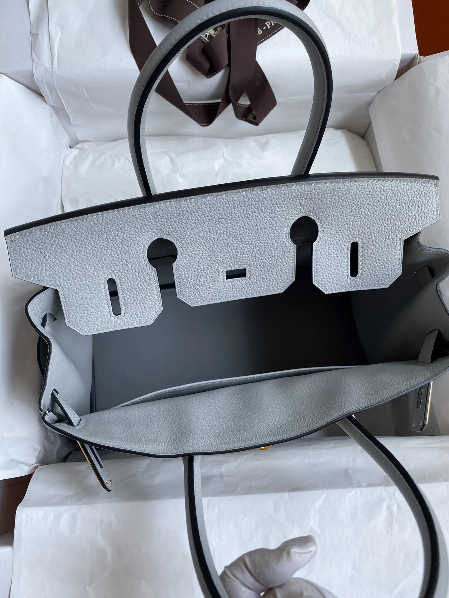 Hermès Birkin 30cm トゴ皮 氷河ブルー 金具 - 画像 (7)