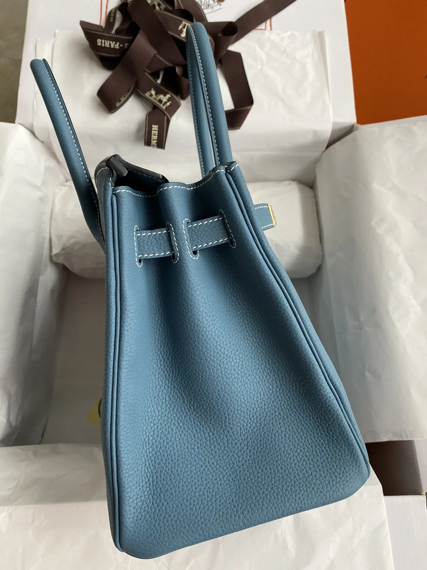 HERMÈS Birkin 30cm トーゴ ブルー 金具 - 画像 (3)