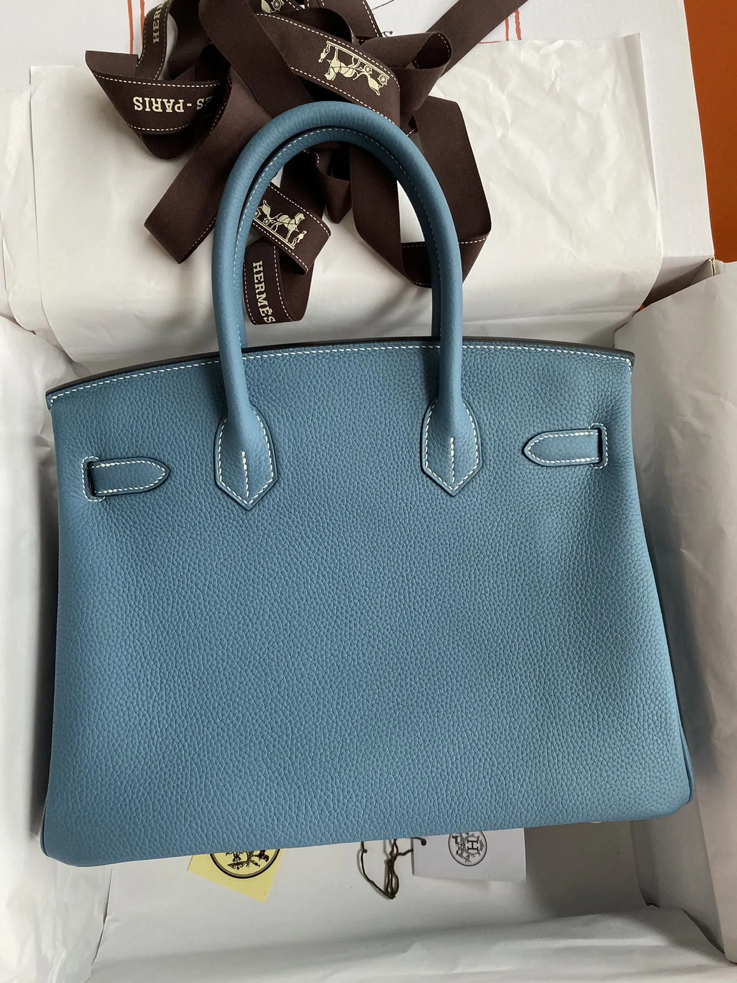 HERMÈS Birkin 30cm トーゴ ブルー 金具 - 画像 (4)