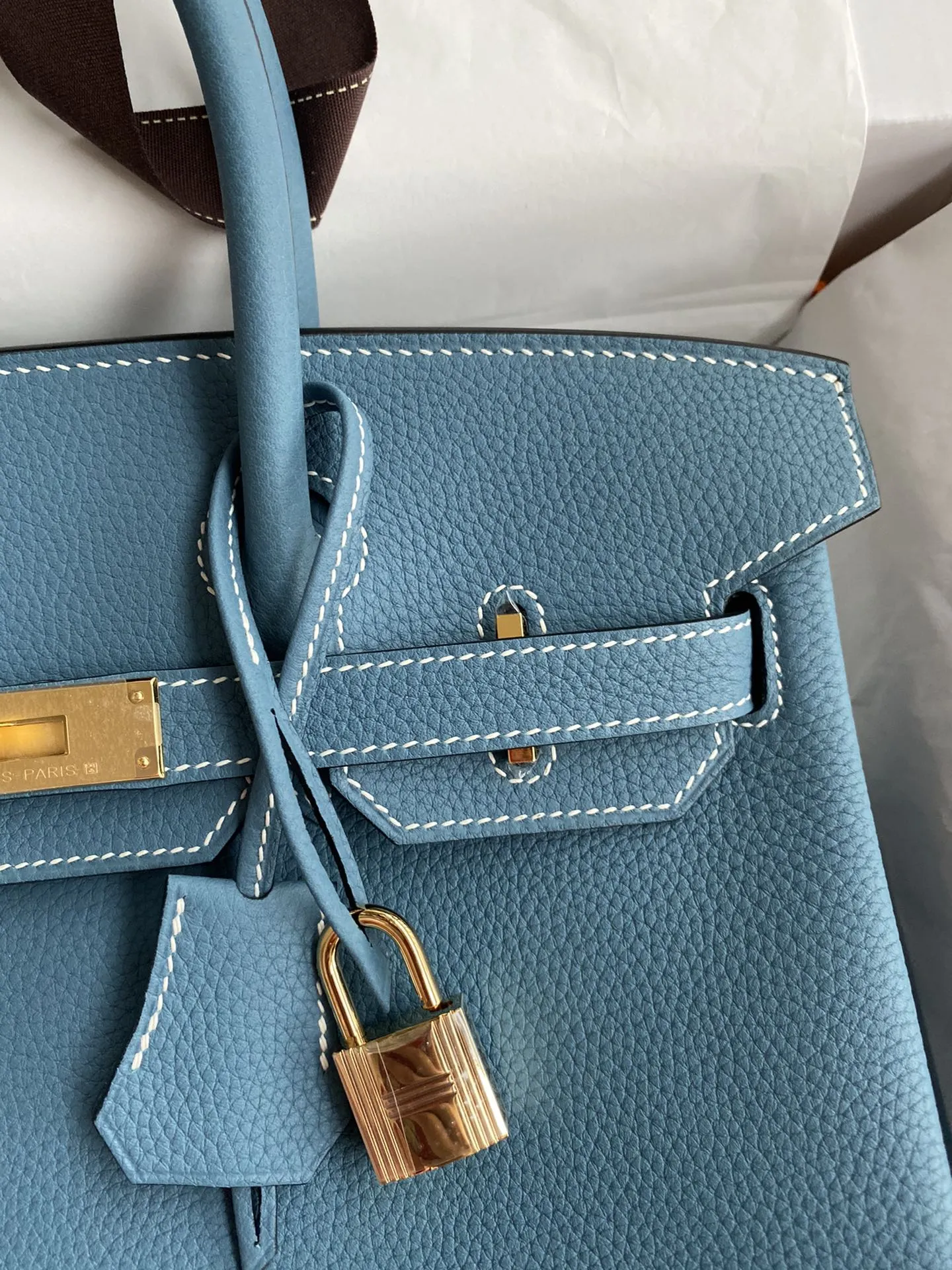 HERMÈS Birkin 30cm トーゴ ブルー 金具 - 画像 (5)