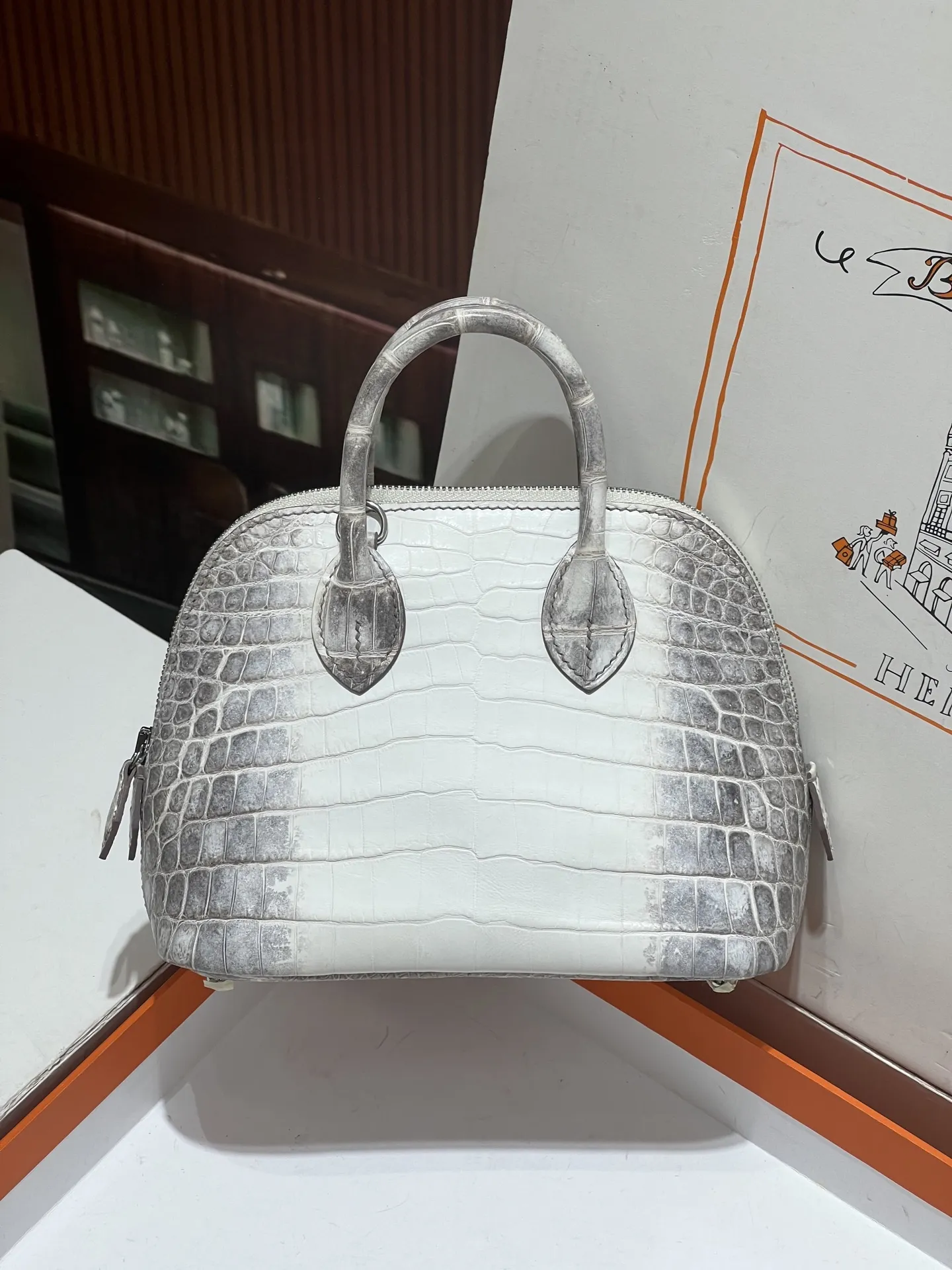 Hermes ボリッド ミニ グレー ホワイト クロコダイルハンドメイド - 画像 (4)