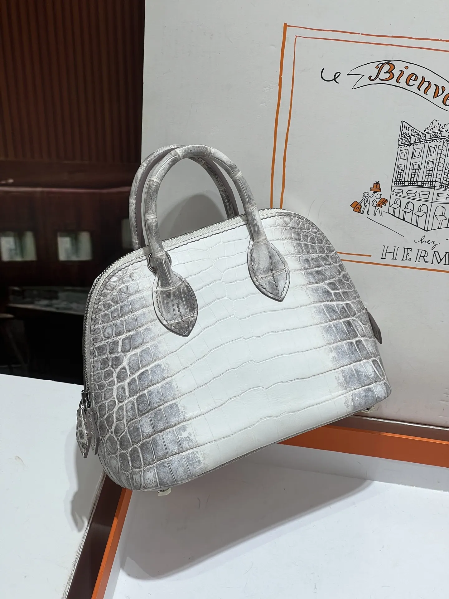 Hermes ボリッド ミニ グレー ホワイト クロコダイルハンドメイド - 画像 (5)