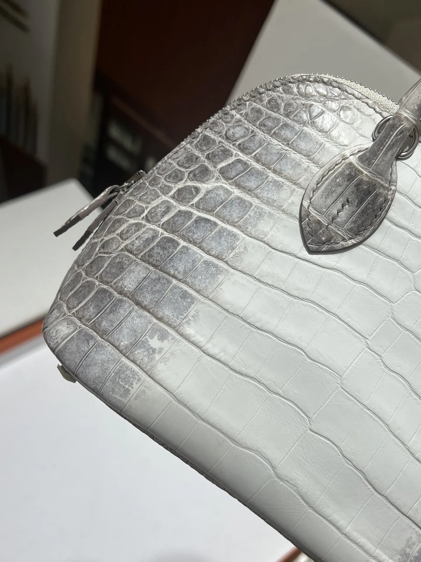 Hermes ボリッド ミニ グレー ホワイト クロコダイルハンドメイド - 画像 (6)