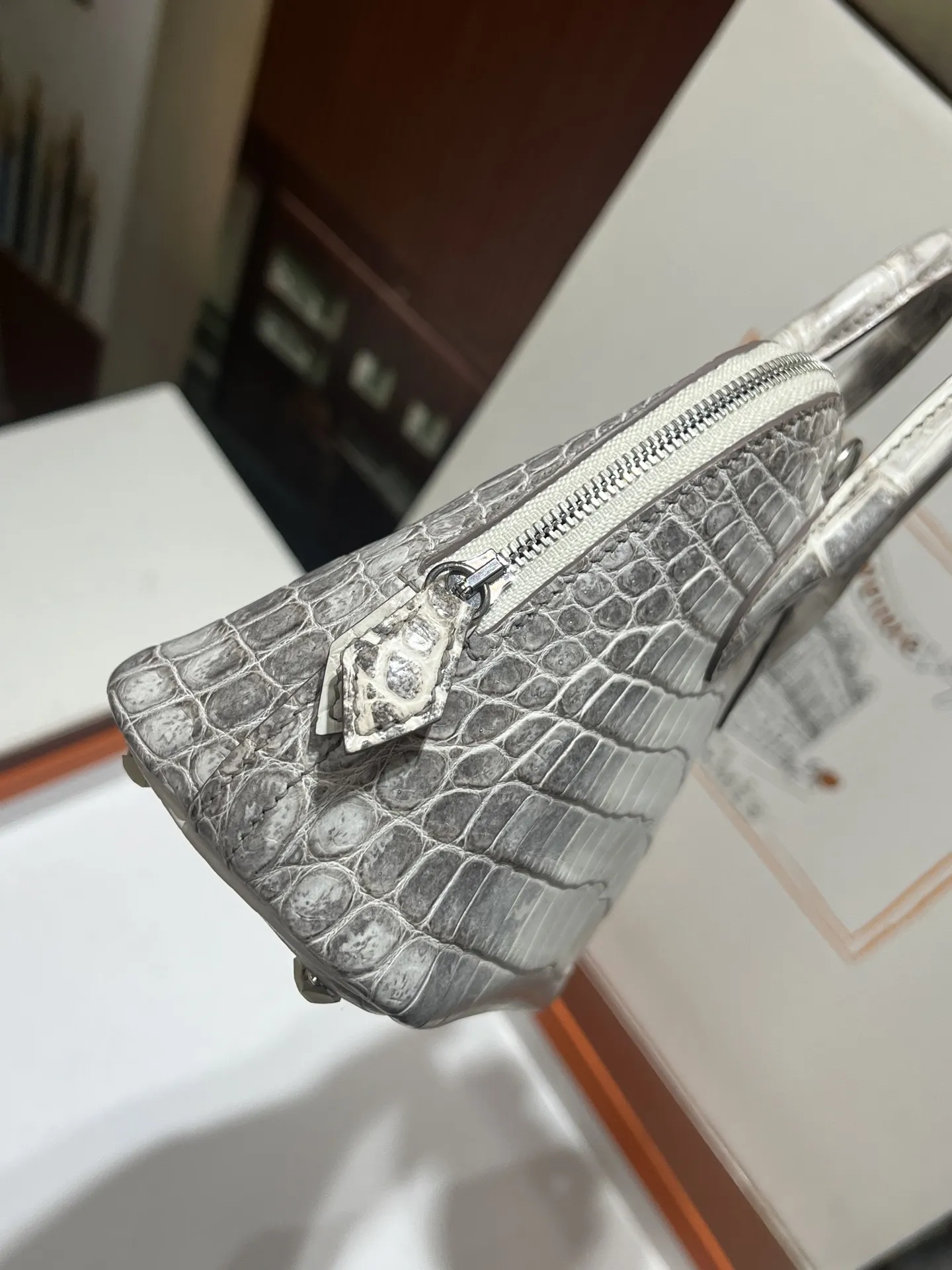 Hermes ボリッド ミニ グレー ホワイト クロコダイルハンドメイド - 画像 (7)