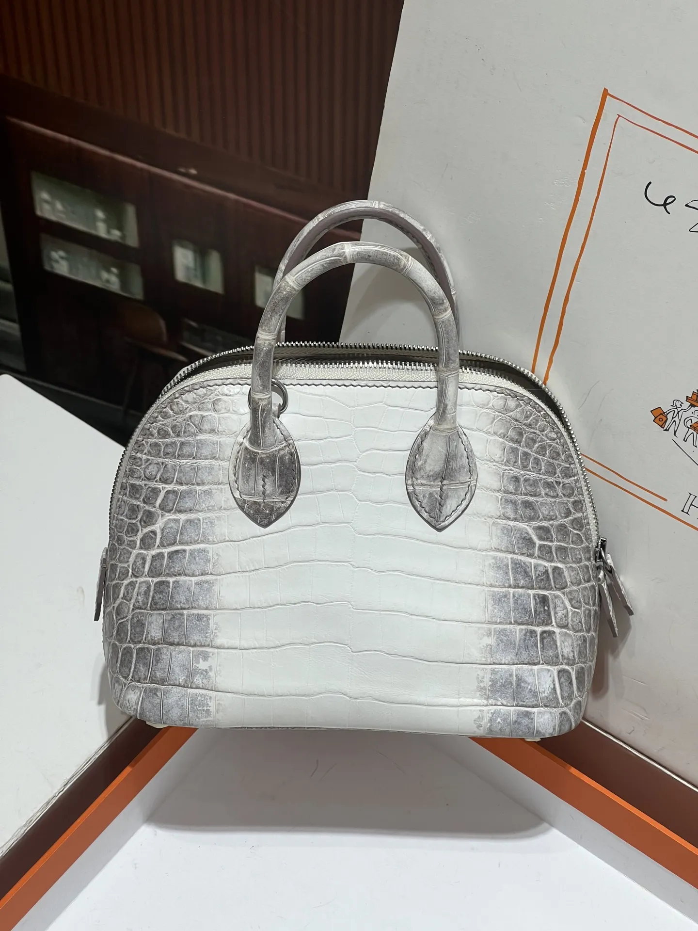 Hermes ボリッド ミニ グレー ホワイト クロコダイルハンドメイド - 画像 (8)
