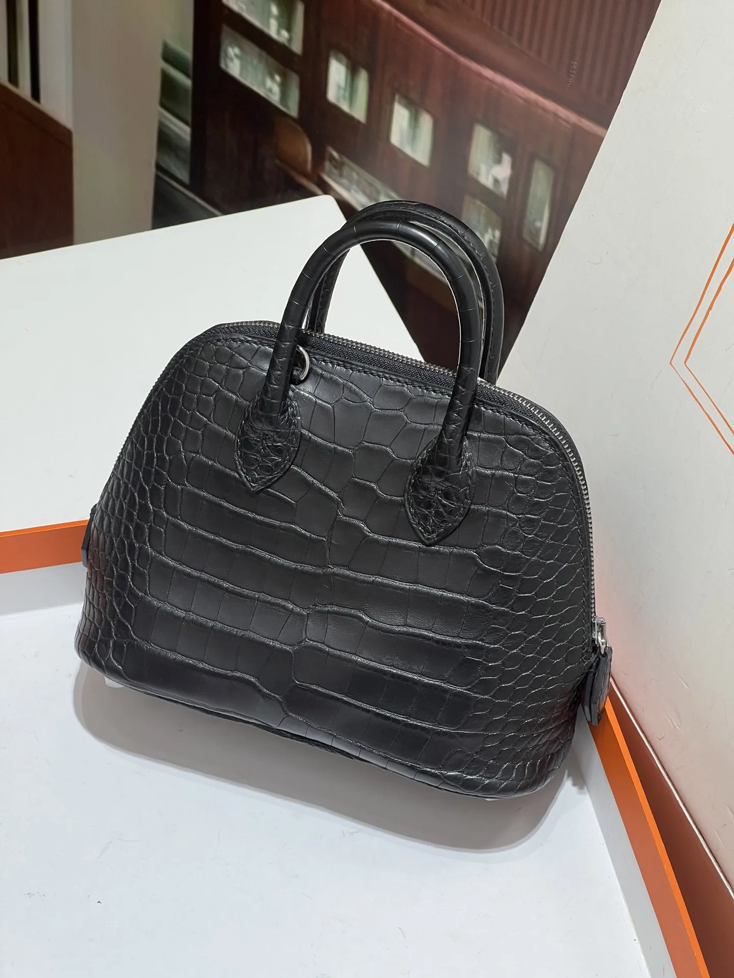 HERMESボリードミニブラッククロコ型押しバッグ - 画像 (5)